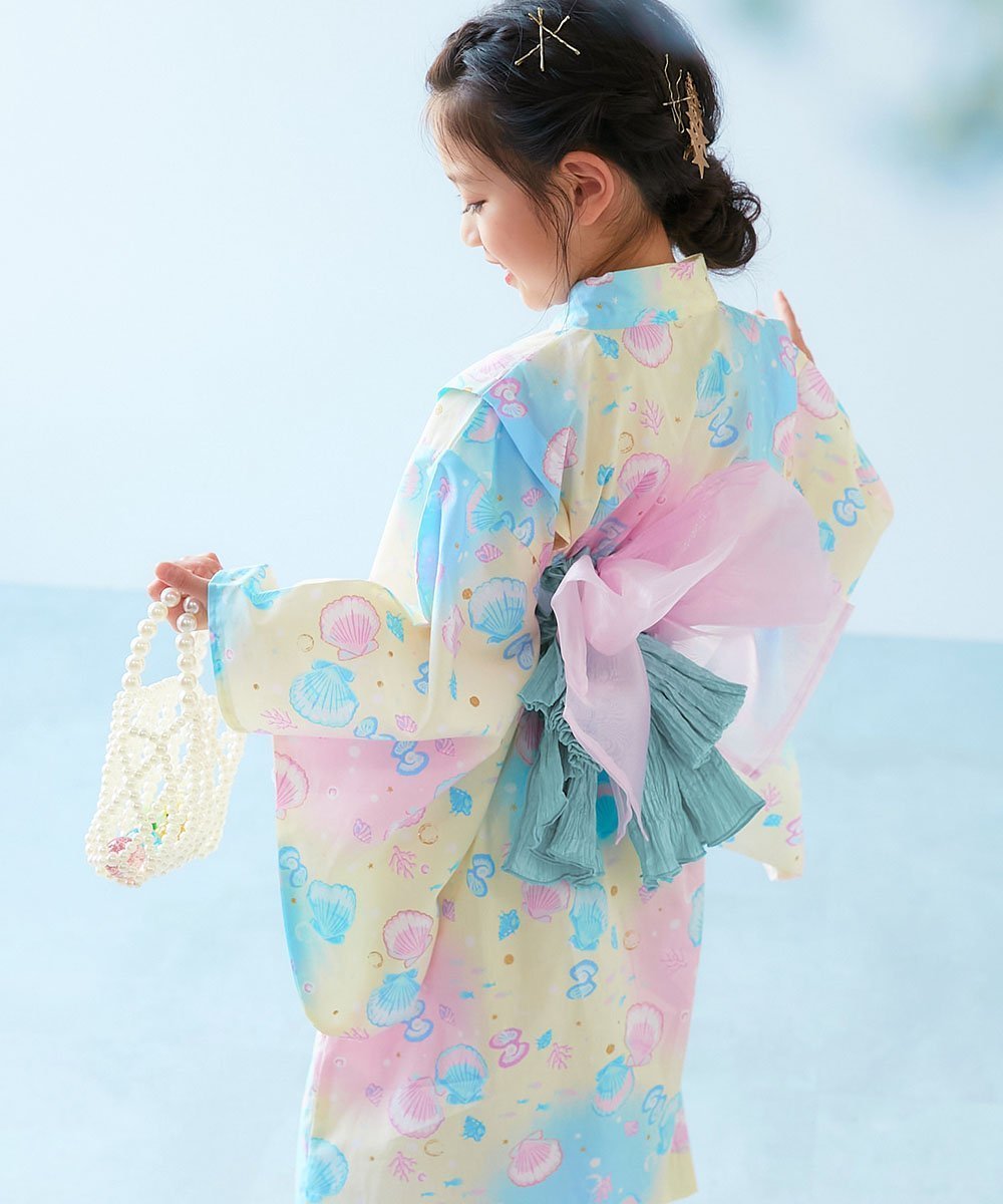 【デビロック/devirock / KIDS】の着付け簡単 すぽっと着られる ワンピース型浴衣 浴衣 25SS インテリア・キッズ・メンズ・レディースファッション・服の通販 founy(ファニー) 　ファッション　Fashion　キッズファッション　Fashion for Kids　ワンピース　Dresses　オーガンジー　Organza Fabric　サテン　Satin, Glossy Fabric　セパレート　Separate, Two-Piece　ブロード　Broadcloth, Fine Cotton　モチーフ　Motif, Design Theme　2025年　2025　2025春夏・S/S　Spring/Summer 2025 SS25　001-シェル-レインボー|ID: prp329100004458133 ipo3291000000032481319