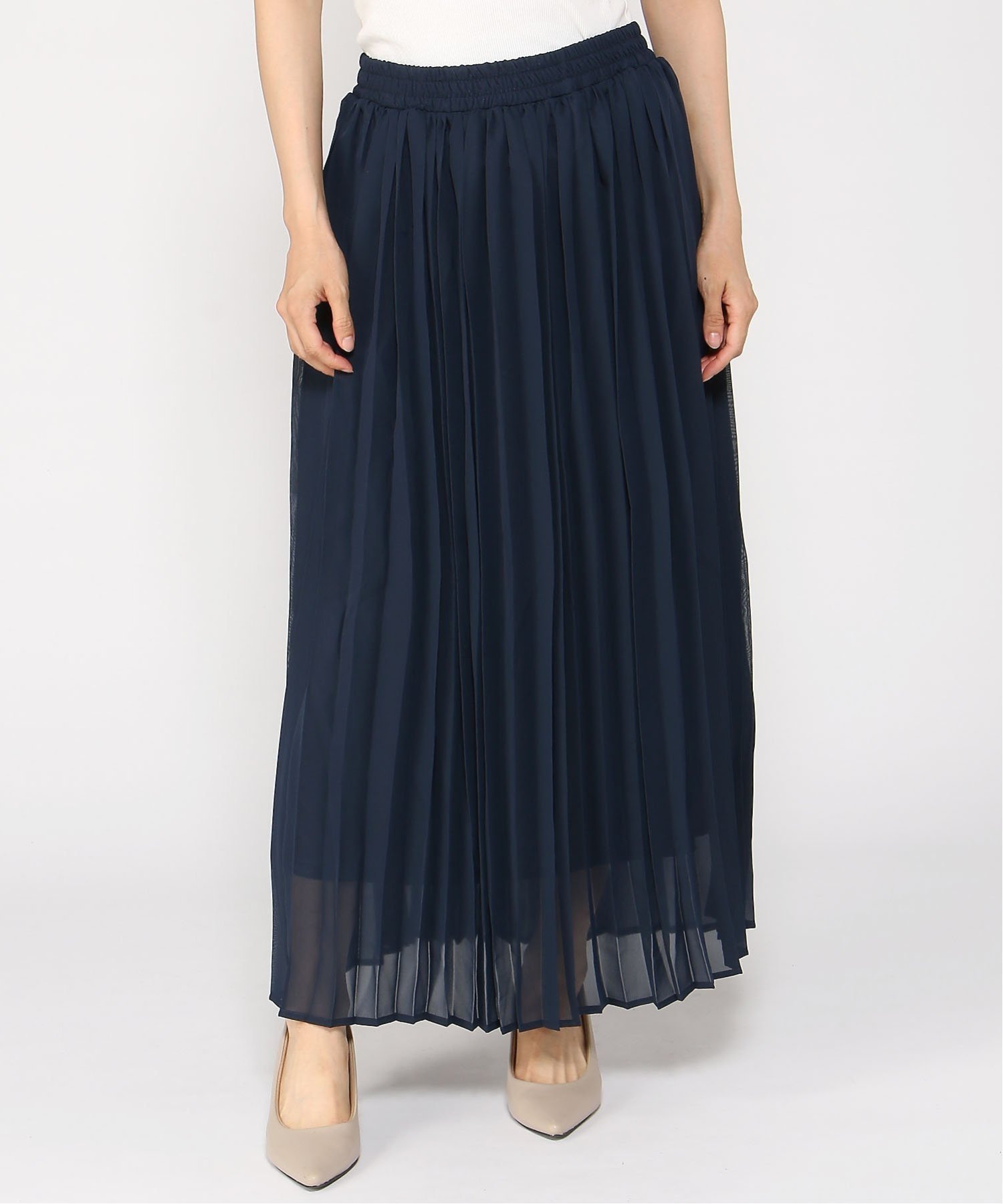【ラナン/Ranan】のプリーツロングスカート インテリア・キッズ・メンズ・レディースファッション・服の通販 founy(ファニー) 　ファッション　Fashion　レディースファッション　WOMEN　スカート　Skirt　ロングスカート　Long Skirt　エアリー　Airy　シフォン　Chiffon　シンプル　Simple　プリーツ　Pleats　マキシ　Maxi　楽ちん　Easy　ネイビー|ID: prp329100004459987 ipo3291000000032314121