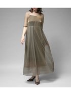 【ラシュッド/LASUD】のメタッリクサテン×チュールコンビドレス ブラウン|ID: prp329100004460270 ipo3291000000031890921