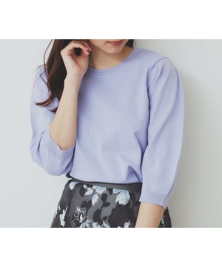 【インデックス/INDEX】の《7color/XS-LLsize》クルーネックデザインスリーブニット【洗濯機洗い可】 インテリア・キッズ・メンズ・レディースファッション・服の通販 founy(ファニー) 　ファッション　Fashion　レディースファッション　WOMEN　トップス・カットソー　Tops/Tshirt　ニット　Knit Tops　アイレット　Eyelet　春　Spring　秋　Autumn/Fall　フォーマル　Formal　無地　Plain Color　ブルー|ID: prp329100004465078 ipo3291000000031996220