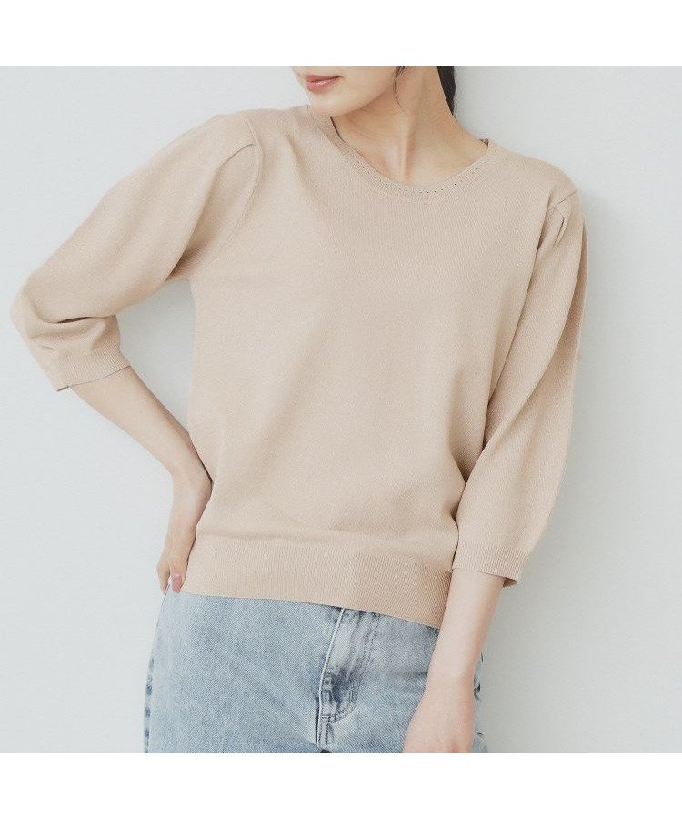 【インデックス/INDEX】の《7color/XS-LLsize》クルーネックデザインスリーブニット【洗濯機洗い可】 インテリア・キッズ・メンズ・レディースファッション・服の通販 founy(ファニー) 　ファッション　Fashion　レディースファッション　WOMEN　トップス・カットソー　Tops/Tshirt　ニット　Knit Tops　アイレット　Eyelet　春　Spring　秋　Autumn/Fall　フォーマル　Formal　無地　Plain Color　ベージュ|ID: prp329100004465078 ipo3291000000031996225