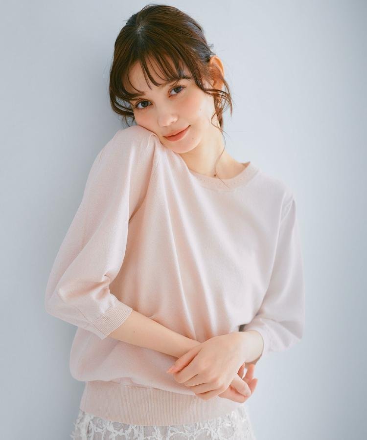 【インデックス/INDEX】の《7color/XS-LLsize》クルーネックデザインスリーブニット【洗濯機洗い可】 インテリア・キッズ・メンズ・レディースファッション・服の通販 founy(ファニー) 　ファッション　Fashion　レディースファッション　WOMEN　トップス・カットソー　Tops/Tshirt　ニット　Knit Tops　アイレット　Eyelet　春　Spring　秋　Autumn/Fall　フォーマル　Formal　無地　Plain Color　ライトピンク|ID: prp329100004465078 ipo3291000000031996227