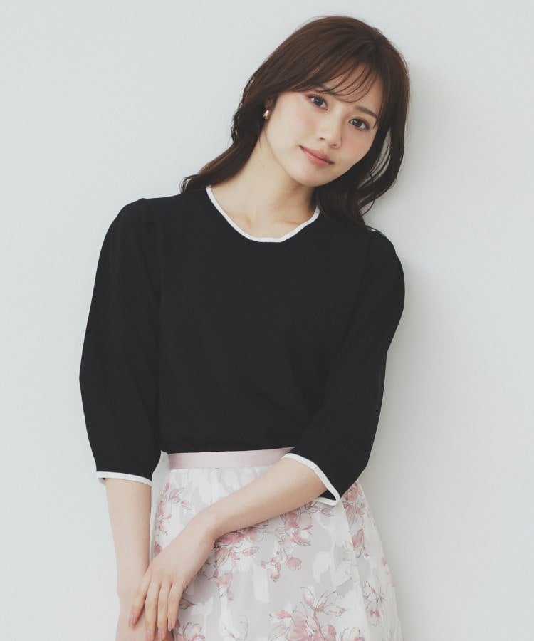 【インデックス/INDEX】の《7color/XS-LLsize》クルーネックデザインスリーブニット【洗濯機洗い可】 インテリア・キッズ・メンズ・レディースファッション・服の通販 founy(ファニー) 　ファッション　Fashion　レディースファッション　WOMEN　トップス・カットソー　Tops/Tshirt　ニット　Knit Tops　アイレット　Eyelet　春　Spring　秋　Autumn/Fall　フォーマル　Formal　無地　Plain Color　ブラック|ID: prp329100004465078 ipo3291000000031996228