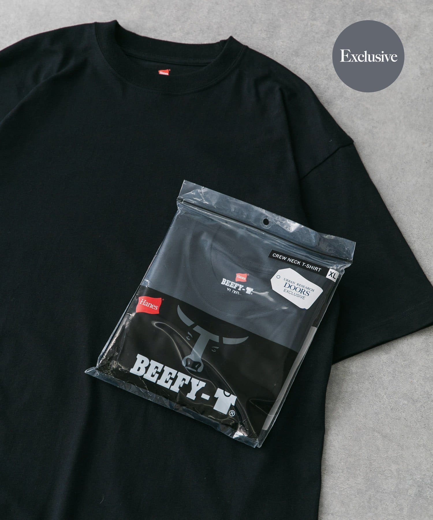 【アーバンリサーチ ドアーズ/URBAN RESEARCH DOORS / MEN】の『別注』Hanes*DOORS BEEFY-T DOORS FIT Short-Sleeve インテリア・キッズ・メンズ・レディースファッション・服の通販 founy(ファニー) 　ファッション　Fashion　メンズファッション　MEN　アンダー　Under　インナー　Inner　スペシャル　Special　定番　Standard　パターン　Pattern　フィット　Fit　別注　Special Order　リラックス　Relax　S/S・春夏　Ss・Spring/Summer　おすすめ　Recommend　夏　Summer　2025年　2025　2025春夏・S/S　Ss,Spring/Summer,2025　ブラック|ID: prp329100004465436 ipo3291000000031697570