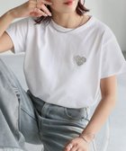 【リベリー/Riberry】のハートロゴラメ刺繍コンパクトTシャツ/綿100% ホワイト×シルバー|ID: prp329100004466114 ipo3291000000032304579