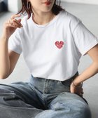 【リベリー/Riberry】のハートロゴラメ刺繍コンパクトTシャツ/綿100% ホワイト×レッド|ID: prp329100004466114 ipo3291000000032304581