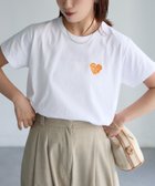 【リベリー/Riberry】のハートロゴラメ刺繍コンパクトTシャツ/綿100% ホワイト×オレンジ|ID: prp329100004466114 ipo3291000000032304599