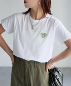 【リベリー/Riberry】のハートロゴラメ刺繍コンパクトTシャツ/綿100% ホワイト×ライトグリーン|ID: prp329100004466114 ipo3291000000032304602