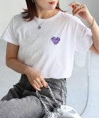 【リベリー/Riberry】のハートロゴラメ刺繍コンパクトTシャツ/綿100% ホワイト×パープル|ID: prp329100004466114 ipo3291000000032304605