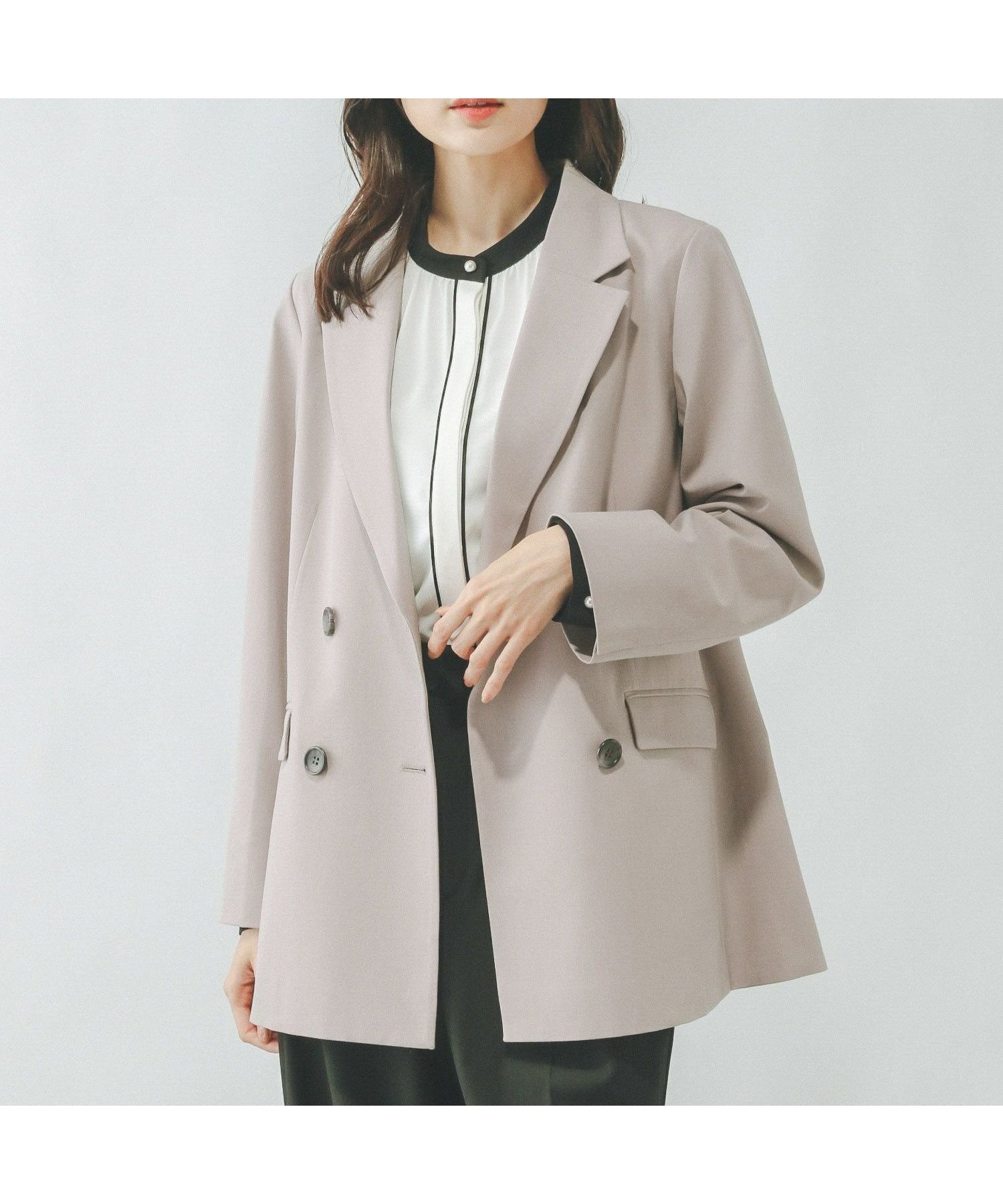 【グローバルワーク/GLOBAL WORK】のウツクシルエットダブルジャケット/133614 人気、トレンドファッション・服の通販 founy(ファニー) 　ファッション　Fashion　レディースファッション　Fashion for Women　アウター　Coat / Outerwear Collection　レディースジャケット・軽アウター　Jackets　ジャケット　Jacket, Outerwear　ストレッチ　Stretch, Stretchy Fabric　ダブル　Double, Double-Breasted　フレア　Flare, Flared　ワイド　Wide, Wide Fit　 other-1|ID: prp329100004466199 ipo3291000000032749976