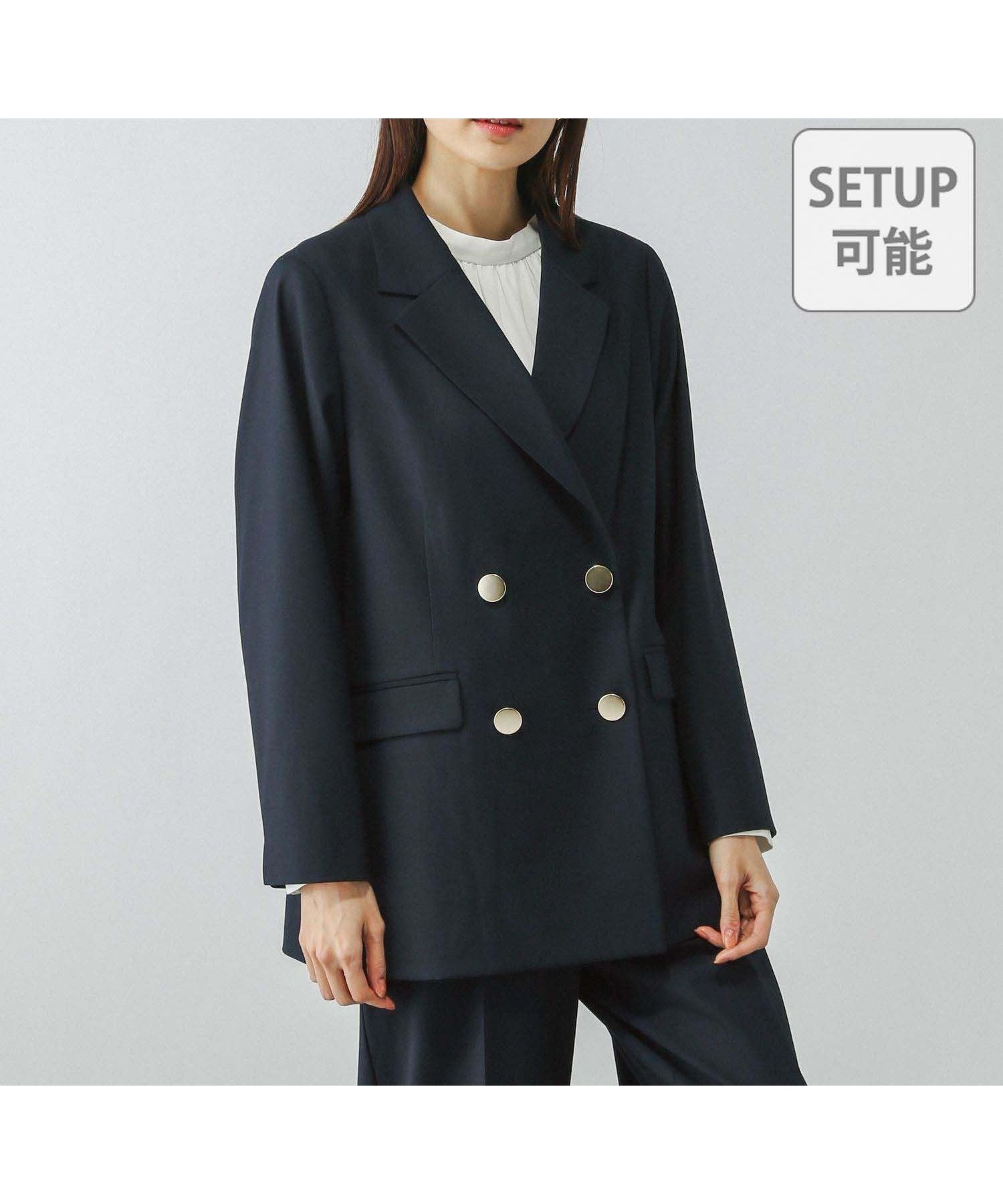 【グローバルワーク/GLOBAL WORK】のウツクシルエットダブルジャケット/133614 インテリア・キッズ・メンズ・レディースファッション・服の通販 founy(ファニー) 　ファッション　Fashion　レディースファッション　Fashion for Women　アウター　Coat / Outerwear Collection　レディースジャケット・軽アウター　Jackets　ジャケット　Jacket, Outerwear　ストレッチ　Stretch, Stretchy Fabric　ダブル　Double, Double-Breasted　フレア　Flare, Flared　ワイド　Wide, Wide Fit　ネイビー88|ID: prp329100004466199 ipo3291000000032749985