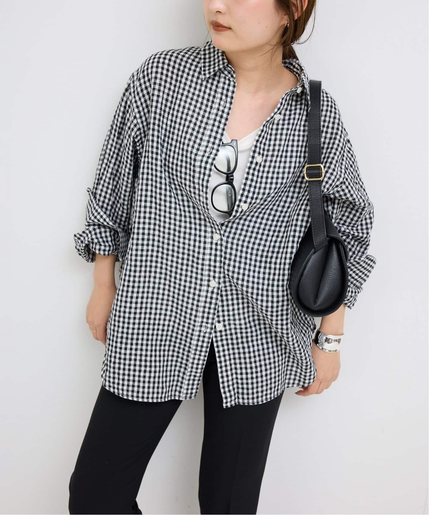 【スローブ イエナ/SLOBE IENA】のリネンコットンレギュラーシャツ インテリア・キッズ・メンズ・レディースファッション・服の通販 founy(ファニー) 　ファッション　Fashion　レディースファッション　WOMEN　トップス・カットソー　Tops/Tshirt　シャツ/ブラウス　Shirts/Blouses　2025年　2025　2025春夏・S/S　Ss,Spring/Summer,2025　ギンガム　Gingham　シンプル　Simple　タンク　Tank　トレンド　Trend　バランス　Balance　ベーシック　Basic　リネン　Linen　羽織　Haori　ブラック A|ID: prp329100004466466 ipo3291000000031345245