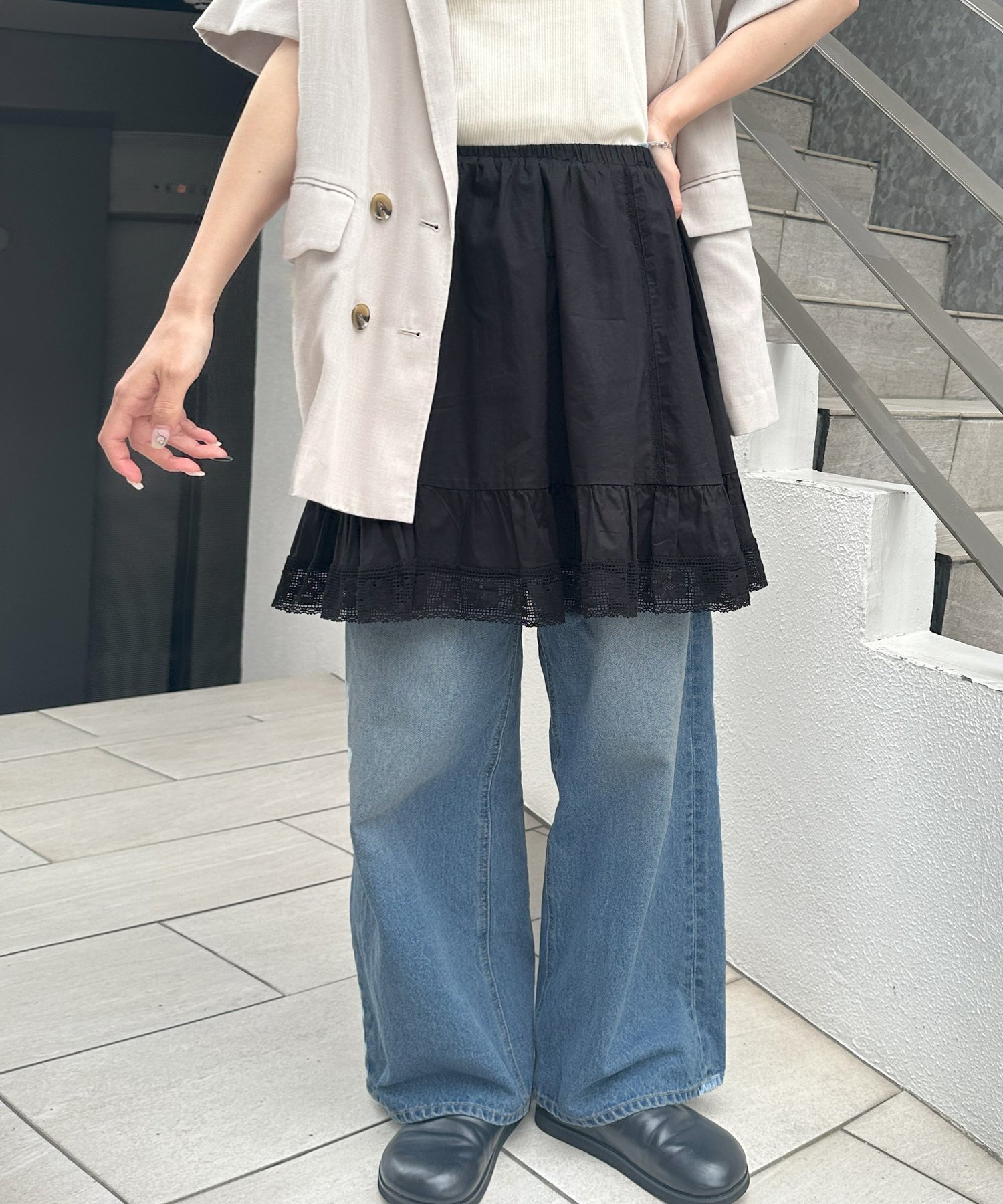 【ディスコート/Discoat】の【umm.】2WAYフレアミニスカート インテリア・キッズ・メンズ・レディースファッション・服の通販 founy(ファニー) 　ファッション　Fashion　レディースファッション　Ladies' Fashion Online　スカート　Skirt　ミニスカート　Mini Skirts　トレンド　Trend　ビスチェ　Bustier　フレア　Flare　ベーシック　Basic　ミニスカート　Mini Skirt　レース　Race　春　Spring　ブラック|ID: prp329100004467100 ipo3291000000032622759