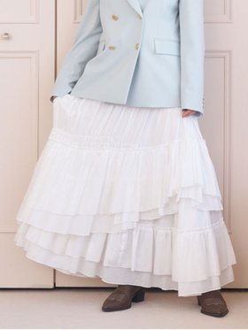 【リリーブラウン/Lily Brown】の【WEB限定00サイズ】アシンメトリーティアードスカート 人気、トレンドファッション・服の通販 founy(ファニー) ファッション Fashion レディースファッション WOMEN スカート Skirt ティアードスカート Tiered Skirts アシメトリー Asymmetry アシンメトリー Asymmetry 春 Spring シャーリング Shirring チェック Check ティアードスカート Tiered Skirt バランス Balance フィット Fit ヘムライン Hemline 無地 Plain Color ランダム Random |ID:prp329100004467120