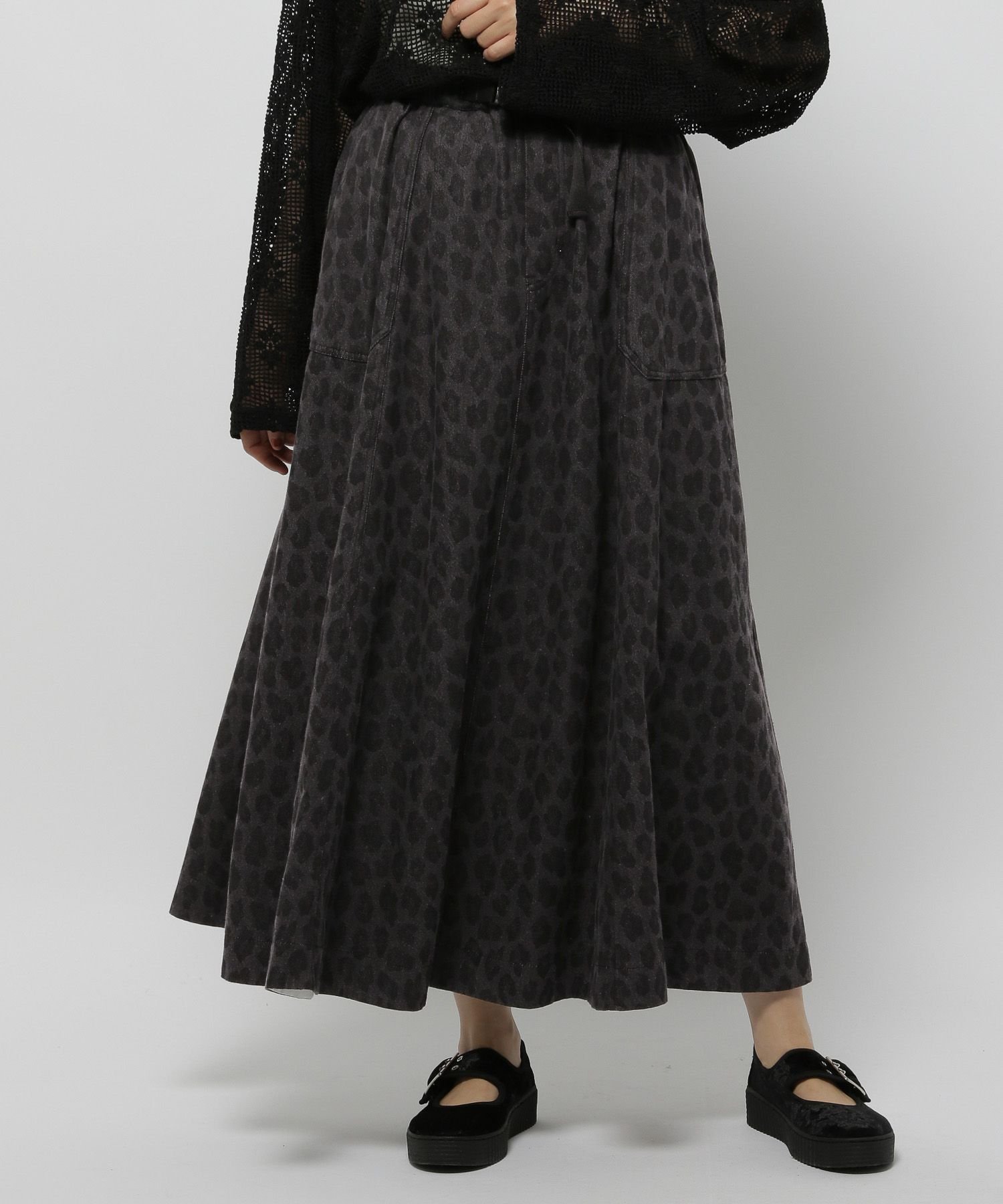 【ニコアンド/niko and】のベルトフレアスカート【新色入荷】 インテリア・キッズ・メンズ・レディースファッション・服の通販 founy(ファニー) 　ファッション　Fashion　レディースファッション　Fashion for Women　スカート　Skirts　Aライン・フレアスカート　A-Line & Flared Skirts　ベルト&ウエストマーク　Belts & Waist Accessories　おすすめ　Recommended / Our Picks　デニム　Denim, Jeans Material　ドレープ　Drape, Draping Fabric　フレア　Flare, Flared　ベーシック　Basic, Essential　レオパード　Leopard, Animal Print　ロング　Long, Long-Length　定番　Standard, Basic Item　ヒョウ柄グレープリント13|ID: prp329100004467160 ipo3291000000033623650