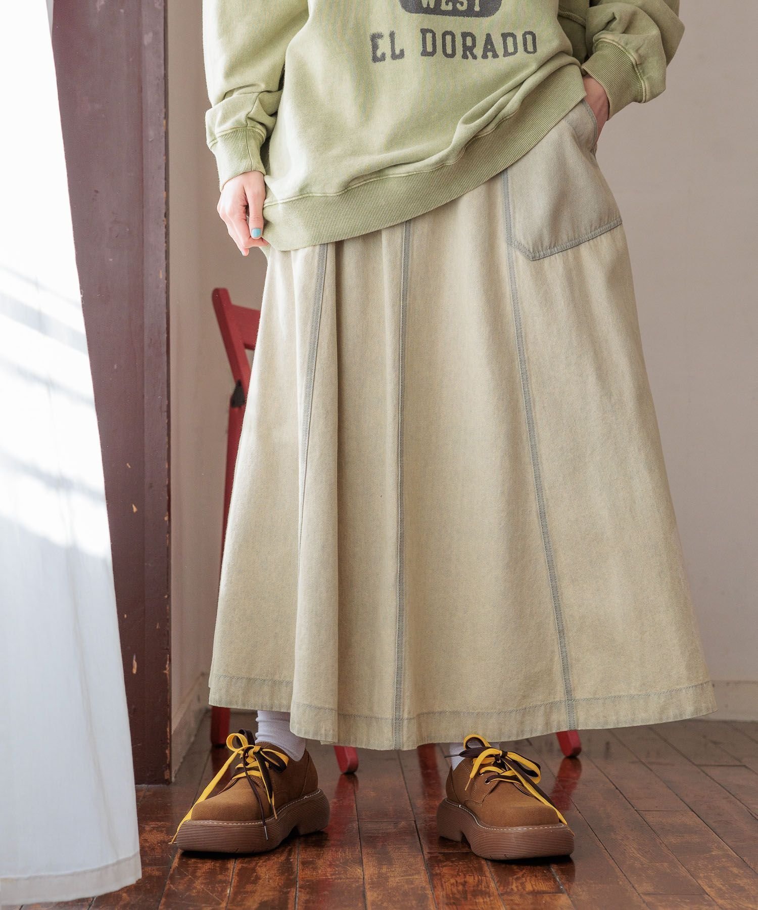 【ニコアンド/niko and】のベルトフレアスカート【新色入荷】 インテリア・キッズ・メンズ・レディースファッション・服の通販 founy(ファニー) 　ファッション　Fashion　レディースファッション　Fashion for Women　スカート　Skirts　Aライン・フレアスカート　A-Line & Flared Skirts　ベルト&ウエストマーク　Belts & Waist Accessories　おすすめ　Recommended / Our Picks　デニム　Denim, Jeans Material　ドレープ　Drape, Draping Fabric　フレア　Flare, Flared　ベーシック　Basic, Essential　レオパード　Leopard, Animal Print　ロング　Long, Long-Length　定番　Standard, Basic Item　ライトイエロー62|ID: prp329100004467160 ipo3291000000033623656