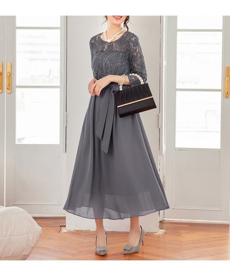 【ドレス/DRESS+】のドレス フォーマルワンピース フォーマルドレス パーティードレス インテリア・キッズ・メンズ・レディースファッション・服の通販 founy(ファニー) 　ファッション　Fashion　レディースファッション　Fashion for Women　ワンピース　Dresses　フォーマル・パーティードレス・結婚式用ドレス　Elegant & Casual Dresses　エレガント 上品　Elegant　シェイプ　Shape, Slim Fit　シフォン　Chiffon, Lightweight Fabric　ドッキング　Docking, Mixed Material　ドレス　Dress, One-Piece　フレア　Flare, Flared　リボン　Ribbon, Bow　レース　Lace, Lace Fabric　チャコール|ID: prp329100004467161 ipo3291000000032736311