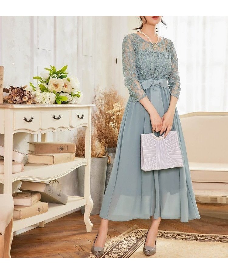 【ドレス/DRESS+】のドレス フォーマルワンピース フォーマルドレス パーティードレス インテリア・キッズ・メンズ・レディースファッション・服の通販 founy(ファニー) 　ファッション　Fashion　レディースファッション　Fashion for Women　ワンピース　Dresses　フォーマル・パーティードレス・結婚式用ドレス　Elegant & Casual Dresses　エレガント 上品　Elegant　シェイプ　Shape, Slim Fit　シフォン　Chiffon, Lightweight Fabric　ドッキング　Docking, Mixed Material　ドレス　Dress, One-Piece　フレア　Flare, Flared　リボン　Ribbon, Bow　レース　Lace, Lace Fabric　ブルーグレー|ID: prp329100004467161 ipo3291000000032736313