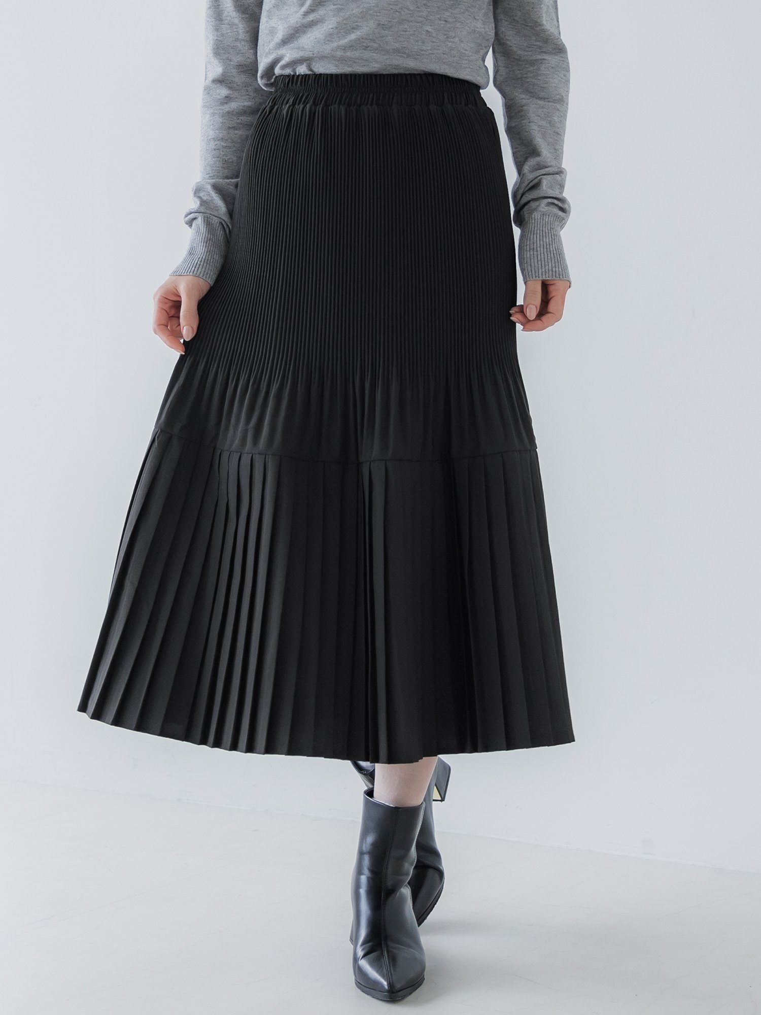 【コカ/COCA】のダブルパターンプリーツ切り替えロングスカート インテリア・キッズ・メンズ・レディースファッション・服の通販 founy(ファニー) 　ファッション　Fashion　レディースファッション　WOMEN　スカート　Skirt　ロングスカート　Long Skirt　ドット　Dot　プリーツ　Pleats　ポケット　Pocket　ロング　Long　Black|ID: prp329100004467820 ipo3291000000031667926