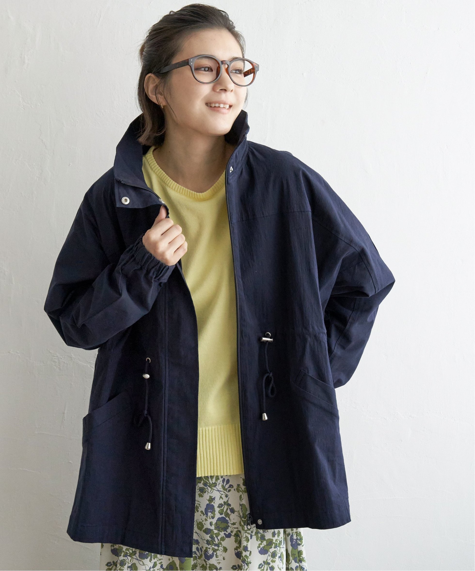 【エルビーシー/LBC】のスタンドネックミドルブルゾン インテリア・キッズ・メンズ・レディースファッション・服の通販 founy(ファニー) 　ファッション　Fashion　レディースファッション　Fashion for Women　アウター　Coat / Outerwear Collection　ブルゾンジャケット・スポーティアウター　Blouson Jackets　スタンド　Stand Collar, Upright Stand　スピンドル　Spindle, Drawcord　トレンド　Trend, Trending Now　ドローコード　Drawcord, Drawstring Cord　ハイネック　High Neck, Mock Neck　パーカー　Hoodie, Parka　ブルゾン　Blouson, Bomber Jacket　ミドル　Middle Length, Mid Height　定番　Standard, Basic Item　春　Spring　ネイビー|ID: prp329100004468270 ipo3291000000032442124