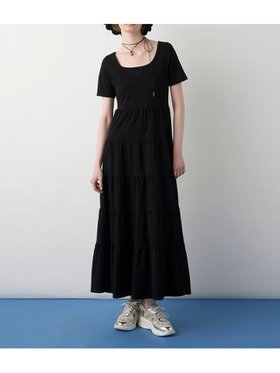 【ファーファー/FURFUR】の【限定サイズ】ロゴ刺繍ティアードカットワンピース 人気、トレンドファッション・服の通販 founy(ファニー) ファッション Fashion レディースファッション WOMEN ワンピース Dress カットソー Cut And Sew コンパクト Compact ティアードスカート Tiered Skirt デコルテ Decolletage バランス Balance フィット Fit 半袖 Short Sleeve |ID:prp329100004469871