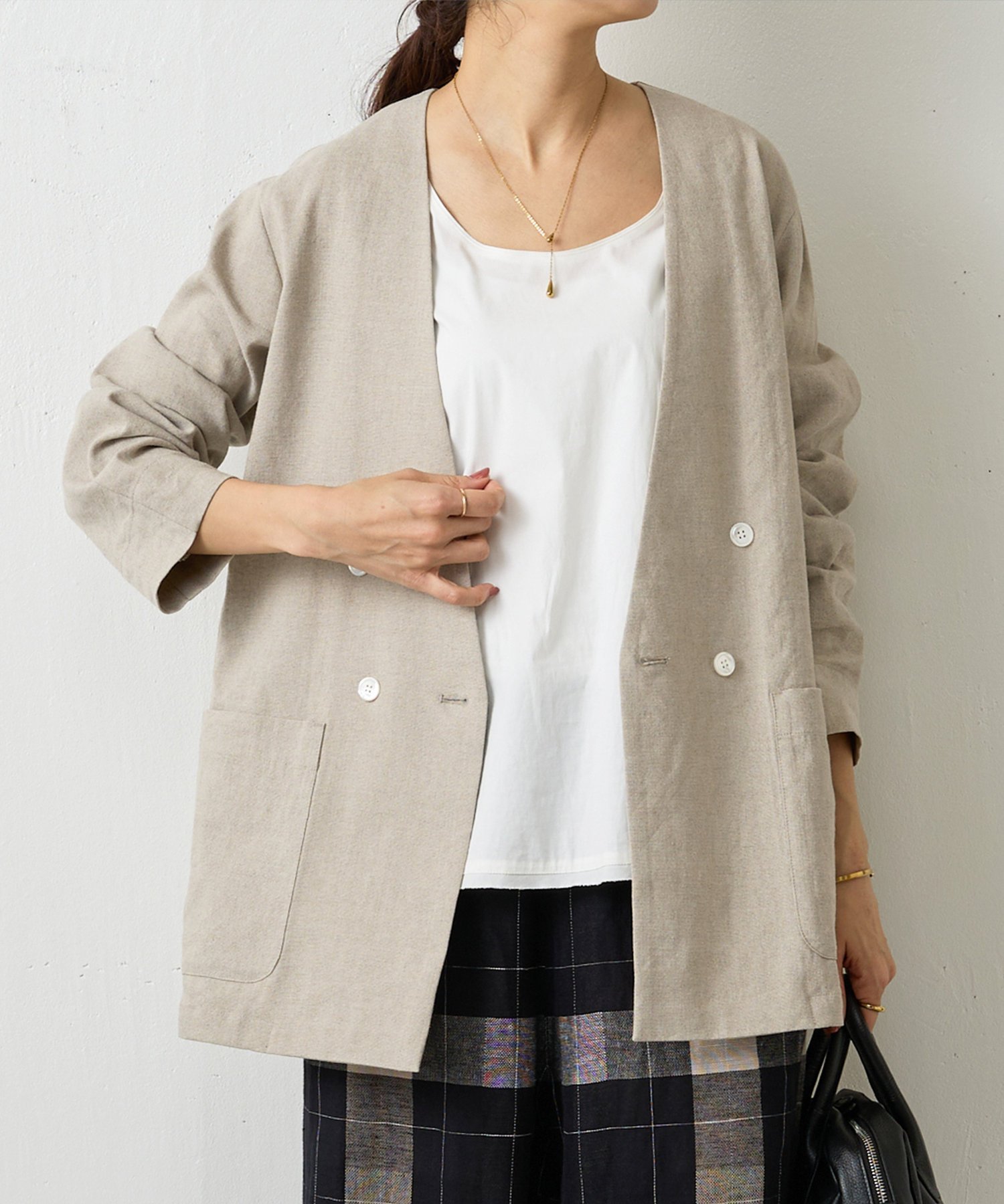 【その他のブランド/Other】のリネンジャケット インテリア・キッズ・メンズ・レディースファッション・服の通販 founy(ファニー) 　ファッション　Fashion　レディースファッション　Fashion for Women　アウター　Coat / Outerwear Collection　レディースジャケット・軽アウター　Jackets　おすすめ　Recommended / Our Picks　シンプル　Simple, Minimal　ジャケット　Jacket, Outerwear　ダブル　Double, Double-Breasted　パイピング　Piping, Trim Design　リネン　Linen, Linen Fabric　ベージュ|ID: prp329100004470248 ipo3291000000032628508