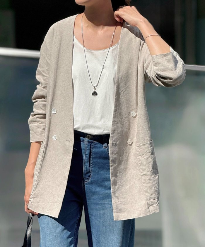 【その他のブランド/Other】のリネンジャケット インテリア・キッズ・メンズ・レディースファッション・服の通販 founy(ファニー) https://founy.com/ ファッション Fashion レディースファッション Fashion for Women アウター Coat / Outerwear Collection レディースジャケット・軽アウター Jackets おすすめ Recommended / Our Picks シンプル Simple, Minimal ジャケット Jacket, Outerwear ダブル Double, Double-Breasted パイピング Piping, Trim Design リネン Linen, Linen Fabric |ID: prp329100004470248 ipo3291000000032701605