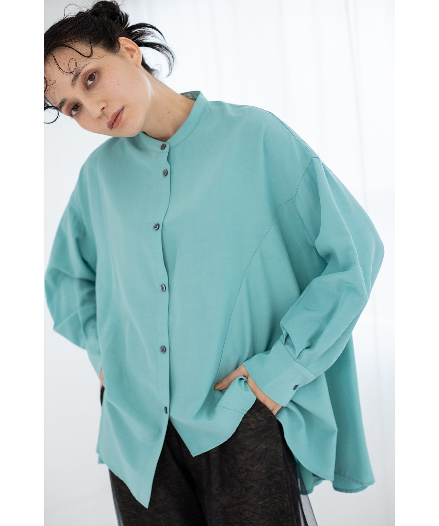 【オズモーシス/OSMOSIS】のアシンメトリーフレアーブラウス インテリア・キッズ・メンズ・レディースファッション・服の通販 founy(ファニー) 　ファッション　Fashion　レディースファッション　WOMEN　トップス・カットソー　Tops/Tshirt　シャツ/ブラウス　Shirts/Blouses　アシンメトリー　Asymmetry　バランス　Balance　エレガント 上品　Elegant　夏　Summer　S/S・春夏　Ss・Spring/Summer　MINT GREEN|ID: prp329100004470649 ipo3291000000031438678