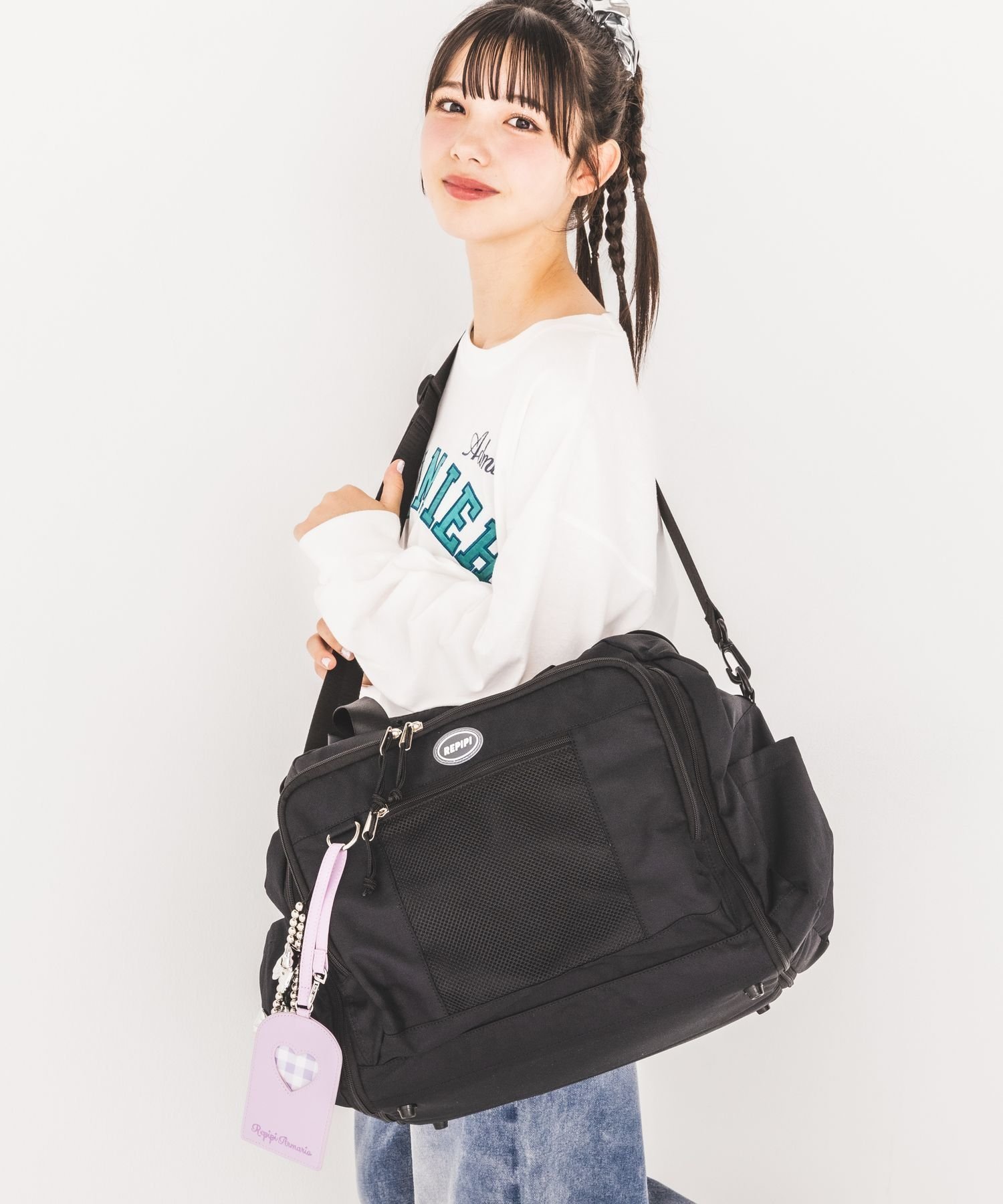 【レピピアルマリオ/repipi armario / KIDS】の【3WAY】拡張ボストンバッグ40~45L インテリア・キッズ・メンズ・レディースファッション・服の通販 founy(ファニー) 　ファッション　Fashion　キッズファッション　KIDS　おすすめ　Recommend　ショルダー　Shoulder　シリコン　Silicon　ボストンバッグ　Boston Bag　ポケット　Pocket　リュック　Ruck Sack　ワンポイント　One Point　ブラック09|ID: prp329100004470862 ipo3291000000031827820