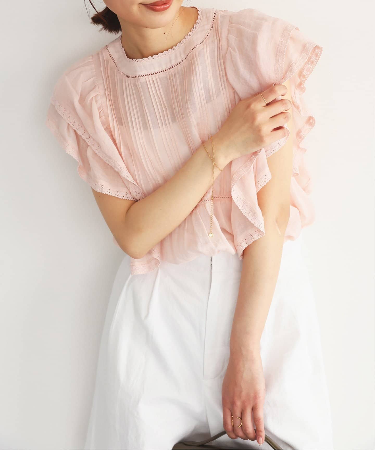 【スローブ イエナ/SLOBE IENA】の《追加》ラミーフリルピンタックブラウス インテリア・キッズ・メンズ・レディースファッション・服の通販 founy(ファニー) 　ファッション　Fashion　レディースファッション　Ladies' Fashion Online　トップス・カットソー　Tops/Tshirt　シャツ/ブラウス　Shirts/Blouses　2025年　2025　2025春夏・S/S　Ss,Spring/Summer,2025　ピンク|ID: prp329100004470914 ipo3291000000032505384