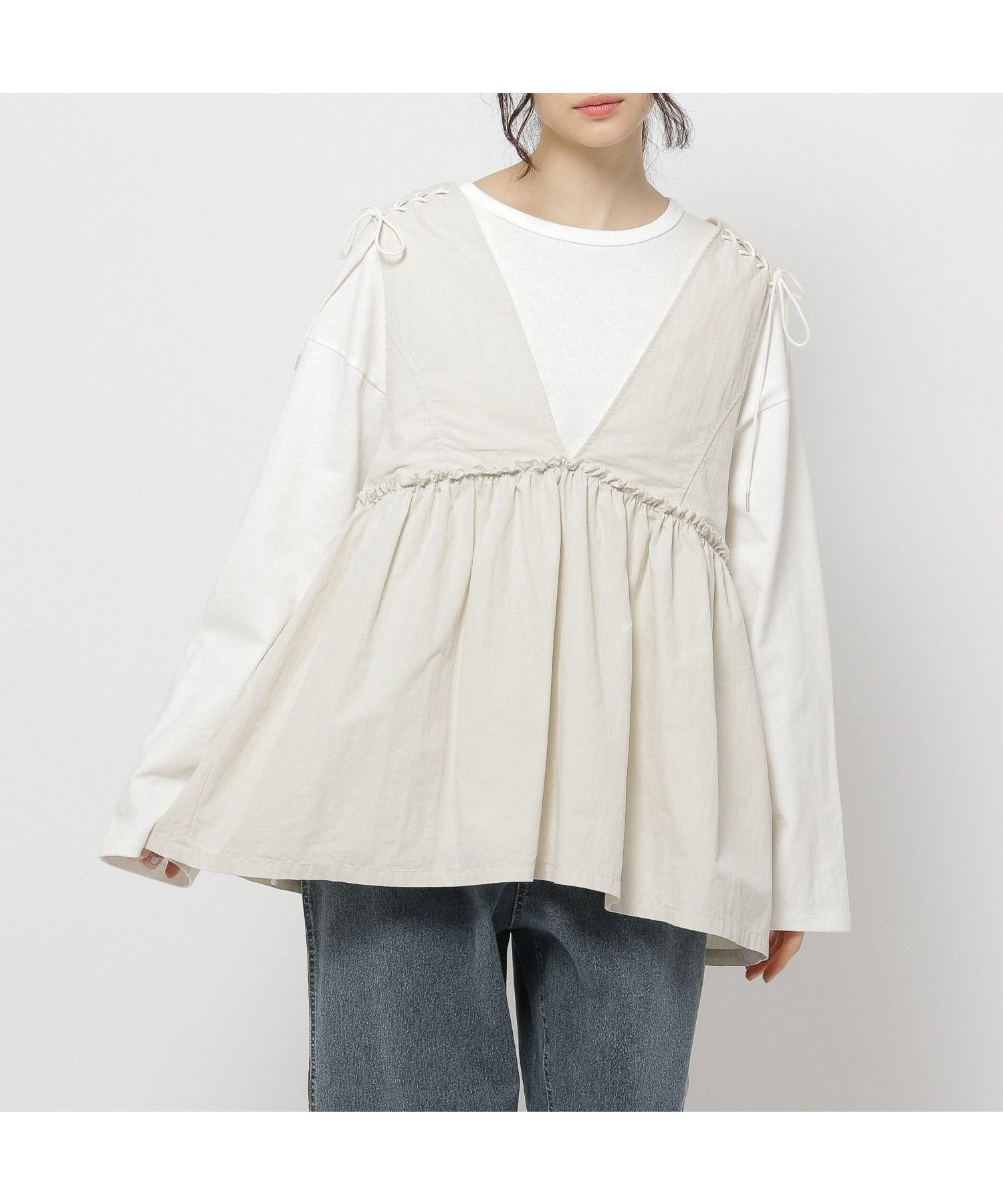 【ニコアンド/niko and】の2WAYガーリーベスト インテリア・キッズ・メンズ・レディースファッション・服の通販 founy(ファニー) 　ファッション　Fashion　レディースファッション　Ladies' Fashion Online　アウター　Coat Outerwear　トップス・カットソー　Tops/Tshirt　ベスト/ジレ　Gilets/Vests　おすすめ　Recommend　カットソー　Cut And Sew　ジップ　Zip　トレンド　Trend　バレエ　Ballet　フレア　Flare　ベスト　Vest　リボン　Ribbon　レース　Race　春　Spring　アイボリー52|ID: prp329100004471019 ipo3291000000032490017