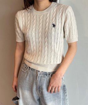 【ラナン/Ranan】のRANAN/ U.S.POLO ASSN. ワンポイント半袖ケーブルニット 人気、トレンドファッション・服の通販 founy(ファニー) ファッション Fashion レディースファッション Ladies' Fashion Online トップス・カットソー Tops/Tshirt ニット Knit Tops イタリア Italy 春 Spring 秋 Autumn/Fall 腕時計 Watch コレクション Collection コンパクト Compact シンプル Simple スタイリッシュ Stylish トレンド Trend 半袖 Short Sleeve メンズ Mens リアル Real ワンポイント One Point S/S・春夏 Ss・Spring/Summer 夏 Summer |ID:prp329100004471312