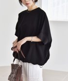 【シップス フォー ウィメン/SHIPS】のquaranciel 洗濯機可能 ライト ポンチ ハーフスリーブ ドロスト ルーズ TEE ブラック|ID: prp329100004471649 ipo3291000000031903714