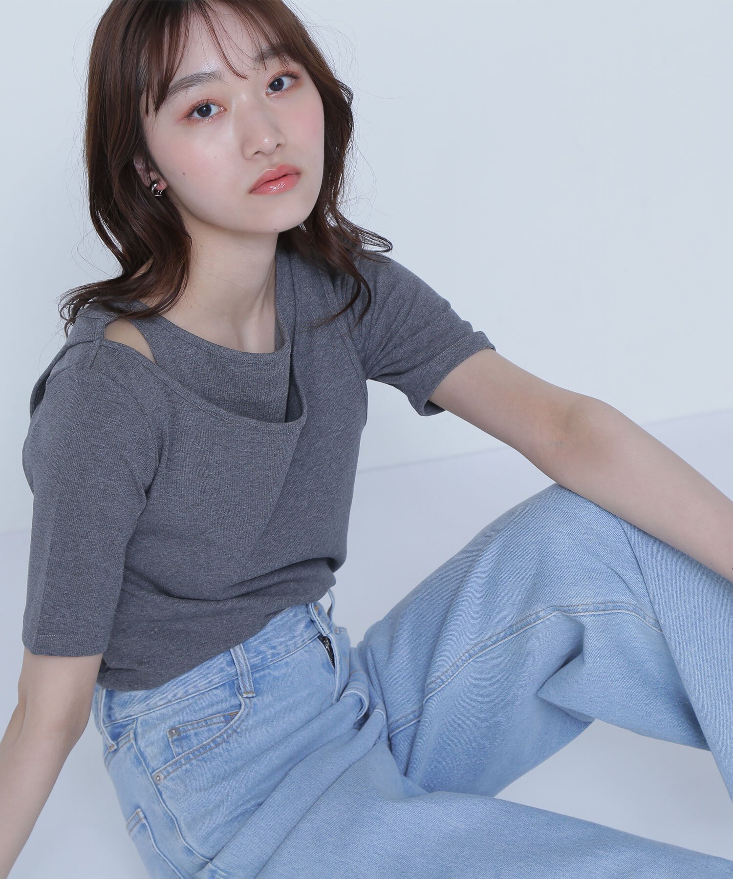 【ナチュラル ビューティー ベーシック/NATURAL BEAUTY BASIC】のレイヤードデザインカットソー インテリア・キッズ・メンズ・レディースファッション・服の通販 founy(ファニー) 　ファッション　Fashion　レディースファッション　WOMEN　トップス・カットソー　Tops/Tshirt　カットソー　Cut and Sewn　おすすめ　Recommend　カットソー　Cut And Sew　スリット　Slit　タンク　Tank　トレンド　Trend　夏　Summer　チャコール1|ID: prp329100004471837 ipo3291000000031613497