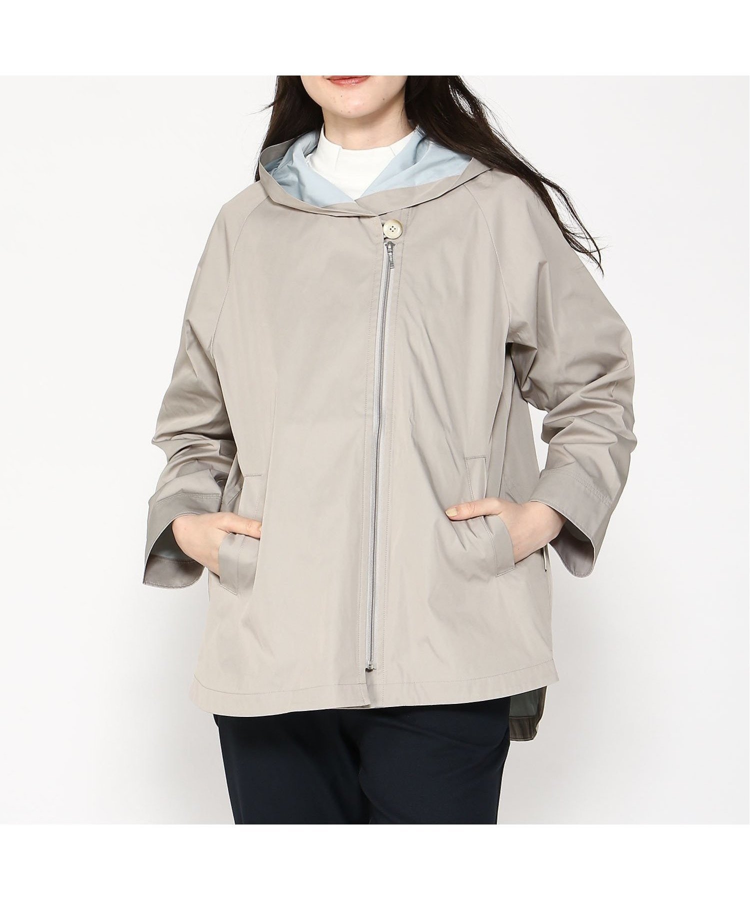 【クロコダイル/CROCODILE】のバイカラーフーデッドアウター インテリア・キッズ・メンズ・レディースファッション・服の通販 founy(ファニー) 　ファッション　Fashion　レディースファッション　WOMEN　アウター　Coat Outerwear　春　Spring　ライトグレー|ID: prp329100004472289 ipo3291000000031993041