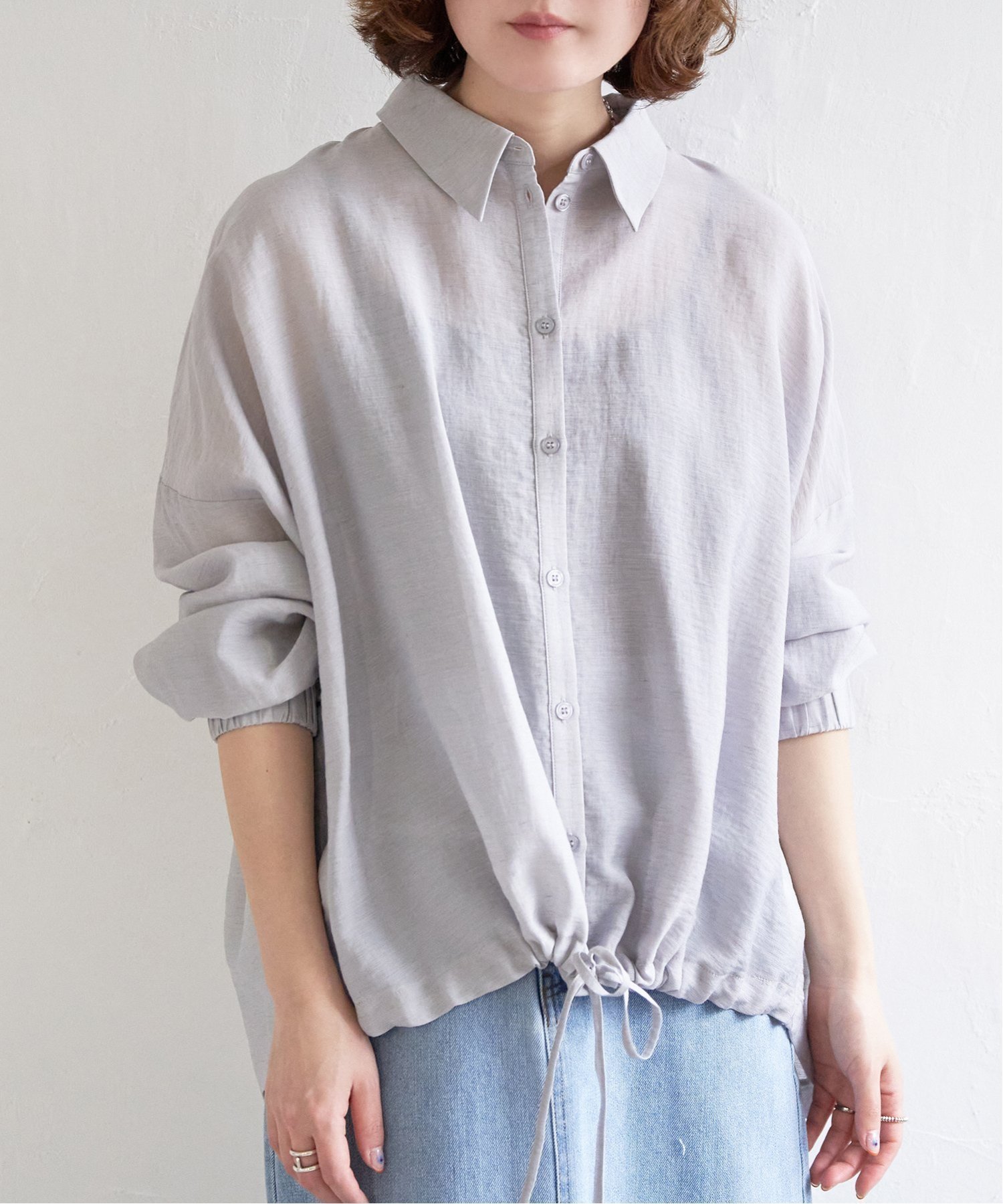 【ノッチ/notch】の裾ドロストシャツ インテリア・キッズ・メンズ・レディースファッション・服の通販 founy(ファニー) 　ファッション　Fashion　レディースファッション　WOMEN　トップス・カットソー　Tops/Tshirt　シャツ/ブラウス　Shirts/Blouses　定番　Standard　ライトグレー|ID: prp329100004472356 ipo3291000000032295617