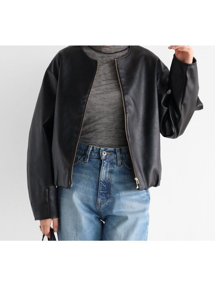 【ヴァン/Vin】のバルーンヘムフェイクレザージャケット インテリア・キッズ・メンズ・レディースファッション・服の通販 founy(ファニー) https://founy.com/ ファッション Fashion レディースファッション Fashion for Women アウター Coat / Outerwear Collection レディースジャケット・軽アウター Jackets なめらか Smooth, Silky Texture デニム Denim, Jeans Material バルーン Balloon, Balloon Silhouette フェイクレザー Faux Leather, PU Leather ボトム Bottoms, Lower Wear ワイド Wide, Wide Fit |ID: prp329100004472358 ipo3291000000032661233