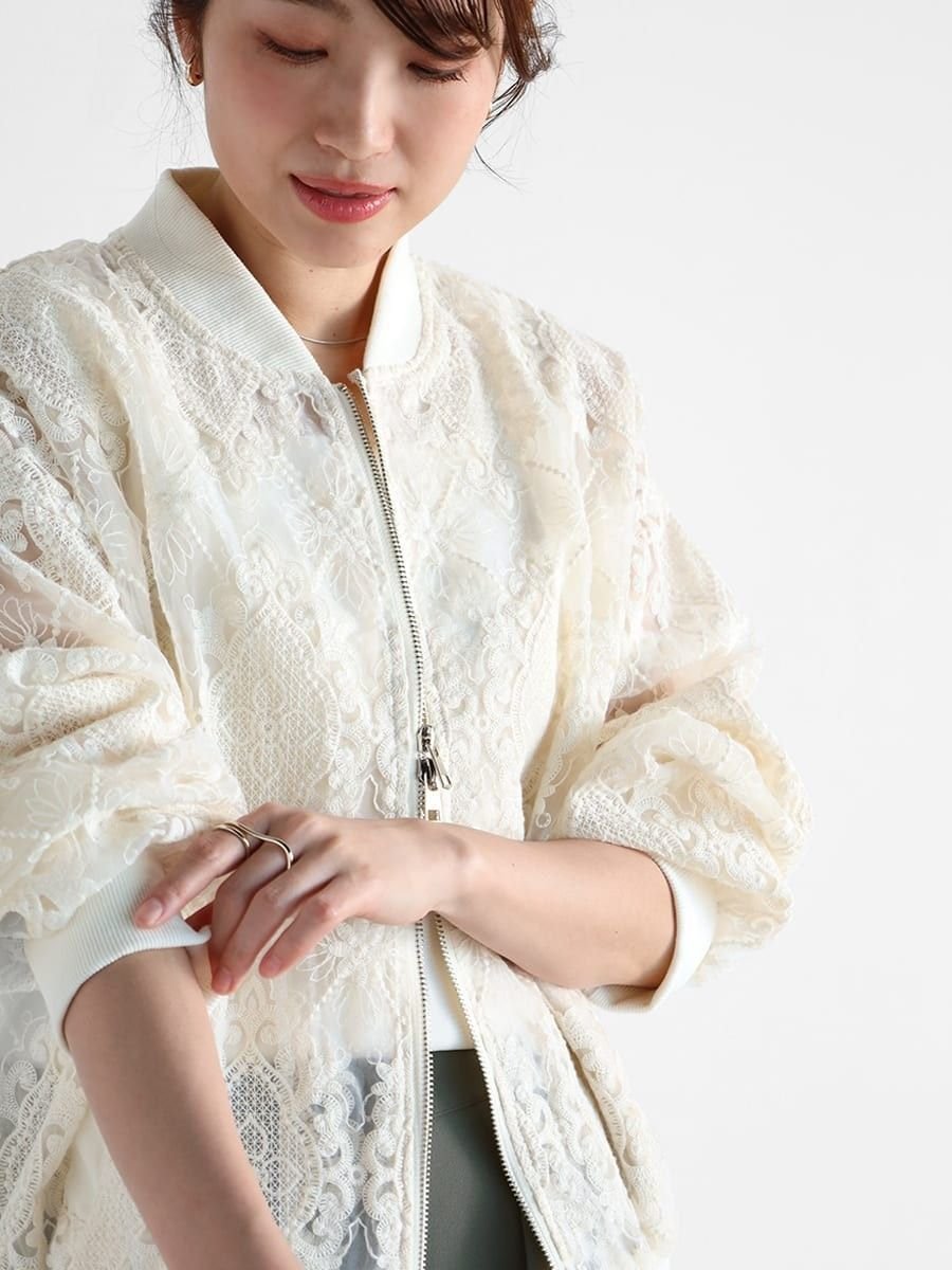 【ヴァン/Vin】のエンブロイダリーシアーブルゾン インテリア・キッズ・メンズ・レディースファッション・服の通販 founy(ファニー) 　ファッション　Fashion　レディースファッション　Fashion for Women　アウター　Coat / Outerwear Collection　ブルゾンジャケット・スポーティアウター　Blouson Jackets　おすすめ　Recommended / Our Picks　シアー　Sheer, See-Through　チュール　Tulip, Tulip Motif　ブルゾン　Blouson, Bomber Jacket　モノトーン　Monotone, Black and White　エレガント 上品　Elegant　アイボリー|ID: prp329100004472372 ipo3291000000032449418