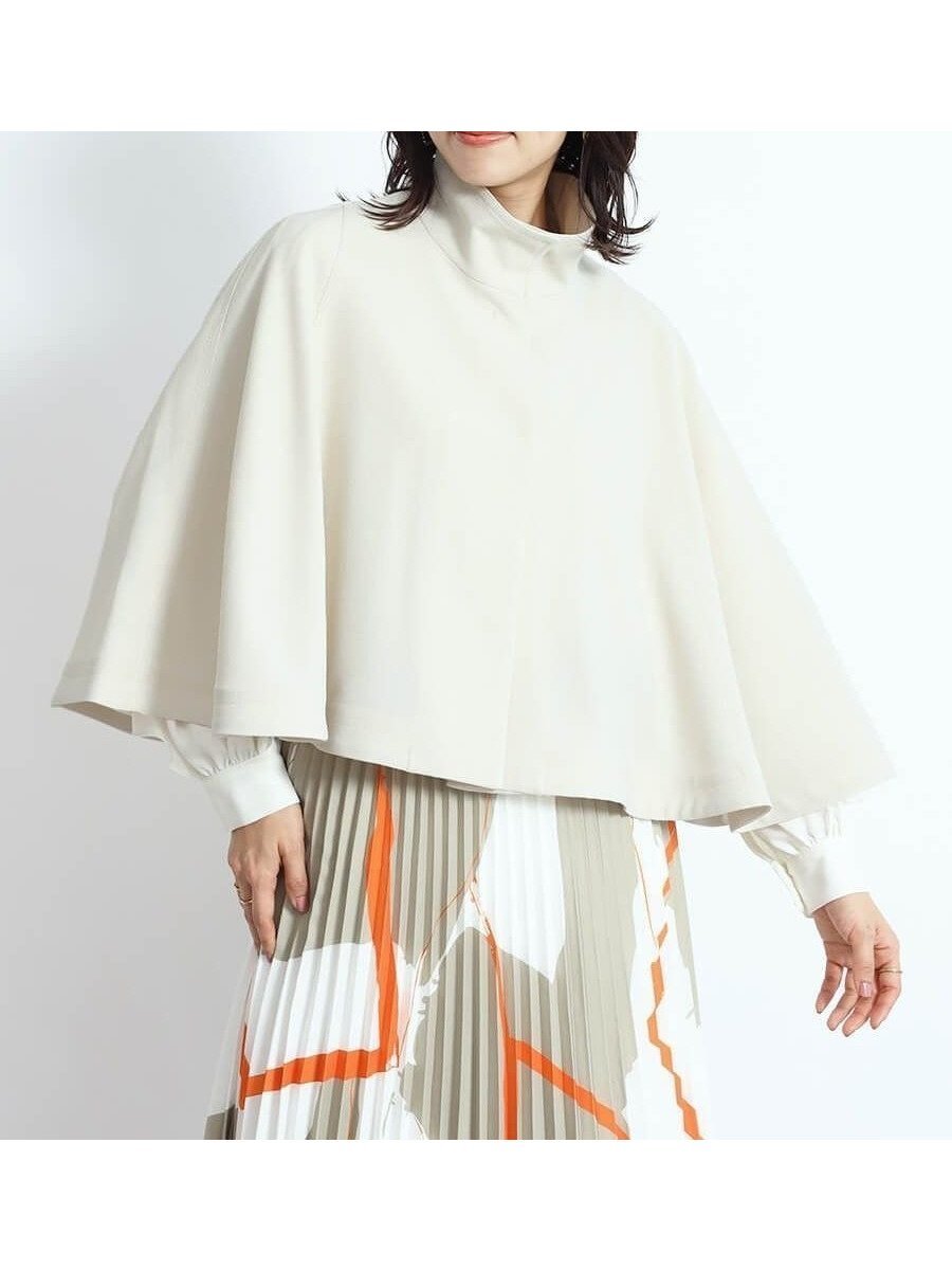 【ヴァン/Vin】のスタンドカラーケープコート インテリア・キッズ・メンズ・レディースファッション・服の通販 founy(ファニー) 　ファッション　Fashion　レディースファッション　Fashion for Women　アウター　Coat / Outerwear Collection　コート・ロングコート・ピーコート　Long Coats, Peacoats & More　インナー　Innerwear　ショート　Short, Short Length　スタンド　Stand Collar, Upright Stand　バランス　Balance, Style Balance　ボトム　Bottoms, Lower Wear　エレガント 上品　Elegant　アイボリー|ID: prp329100004472382 ipo3291000000032449479