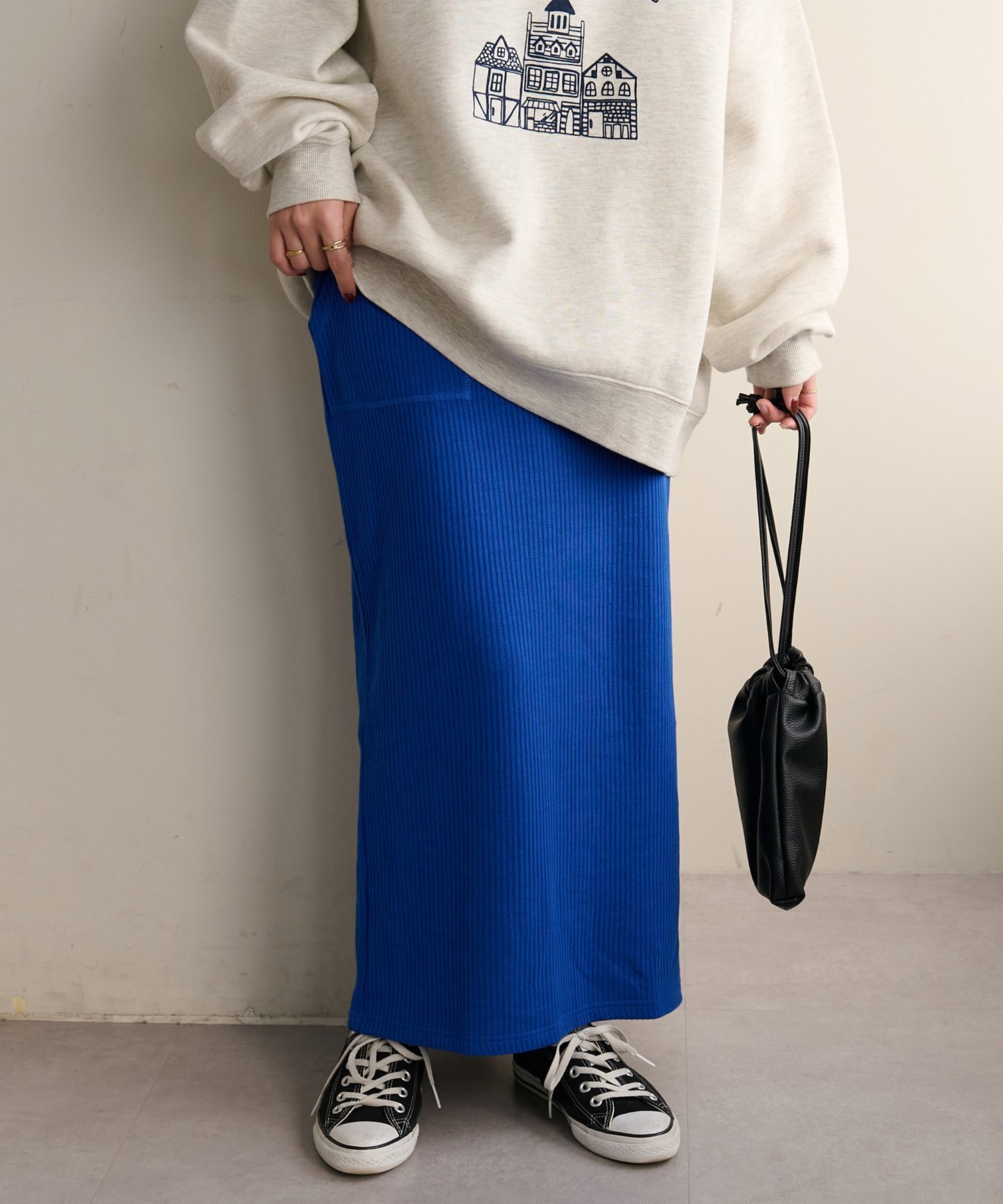 【ディスコート/Discoat】の【S~Lサイズ展開】ワッフルナロースカート《WEB限定》 インテリア・キッズ・メンズ・レディースファッション・服の通販 founy(ファニー) 　ファッション　Fashion　レディースファッション　WOMEN　スカート　Skirt　スリット　Slit　ワッフル　Waffle　ブルー|ID: prp329100004473037 ipo3291000000032380724