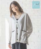 【グローバルワーク/GLOBAL WORK】のスッキレイさらさらVネックカーディガン長袖/288073 オフ×ブラック配色05|ID: prp329100004473112 ipo3291000000032207745