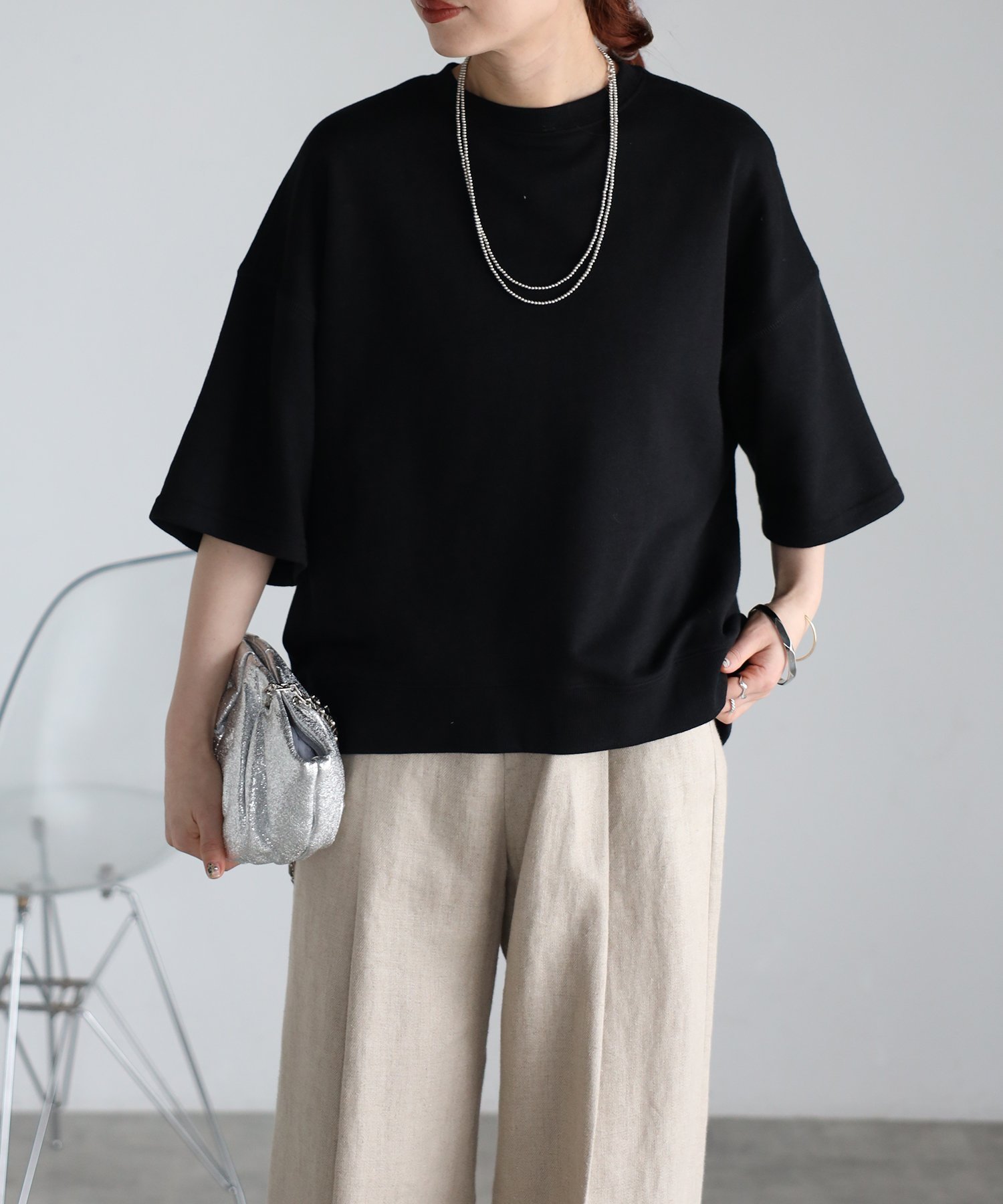 【リラクロ/relaclo】のmitis/ドロップショルダー裏毛半袖Tee インテリア・キッズ・メンズ・レディースファッション・服の通販 founy(ファニー) 　ファッション　Fashion　レディースファッション　Fashion for Women　トップス・カットソー　Cut & Sew Tops　ショルダー　Shoulder, Shoulder Strap　シンプル　Simple, Minimal　ドロップ　Drop Shoulder, Dropped Style　半袖　Short Sleeve, Half Sleeve　ブラック|ID: prp329100004474627 ipo3291000000033723389