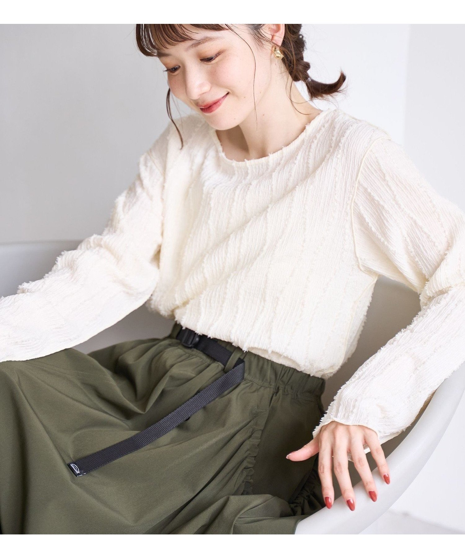 【コーエン/COEN】の【再入荷・新色登場】ウェーブデザイン カットジャガード クルーネックTシャツ インテリア・キッズ・メンズ・レディースファッション・服の通販 founy(ファニー) 　ファッション　Fashion　レディースファッション　Fashion for Women　トップス・カットソー　Cut & Sew Tops　シャツ・ブラウス・オフィスカジュアル　Elegant Blouses & Button-Ups　ロングTシャツ・Tシャツ　Longline T-Shirts & Tees　インナー　Innerwear　カットジャガード　Cut Jacquard　キャミ　Camisole, Cami Top　ジャカード／ジャガード　Jacquard, Woven Pattern　フリンジ　Fringe, Tassel　人気　Popular, Best Seller　再入荷　Restock / Back in Stock　OFF WHITE|ID: prp329100004474705 ipo3291000000033633088