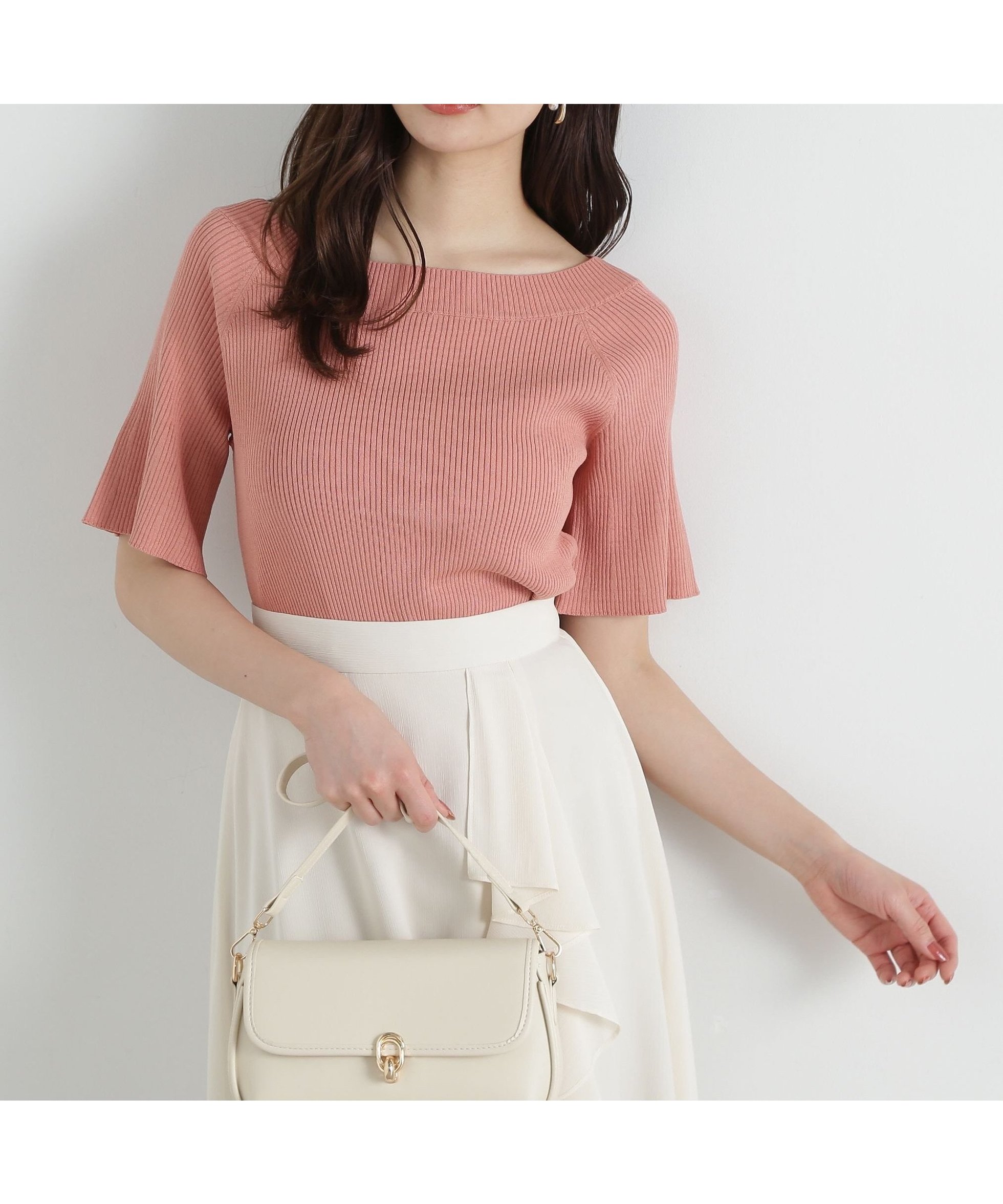 【プロポーション ボディドレッシング/PROPORTION BODY DRESSING】のオフショルフレア袖ニット 人気、トレンドファッション・服の通販 founy(ファニー) 　ファッション　Fashion　レディースファッション　WOMEN　トップス・カットソー　Tops/Tshirt　ニット　Knit Tops　オレンジ　Orange　スリーブ　Sleeve　デコルテ　Decolletage　フレア　Flare　ボーダー　Border　春　Spring　無地　Plain Color　 other-1|ID: prp329100004474875 ipo3291000000031759334