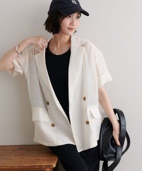 【ディスコート/Discoat】の【WEB限定】半袖シアーテーラードジャケット 人気、トレンドファッション・服の通販 founy(ファニー) ファッション Fashion レディースファッション Fashion for Women アウター Coat / Outerwear Collection レディースジャケット・軽アウター Jackets テーラードジャケット / 通勤・きれいめスタイル Tailored Jackets & Blazers シアー Sheer, See-Through ジャケット Jacket, Outerwear バランス Balance, Style Balance 半袖 Short Sleeve, Half Sleeve 夏 Summer |ID:prp329100004475603