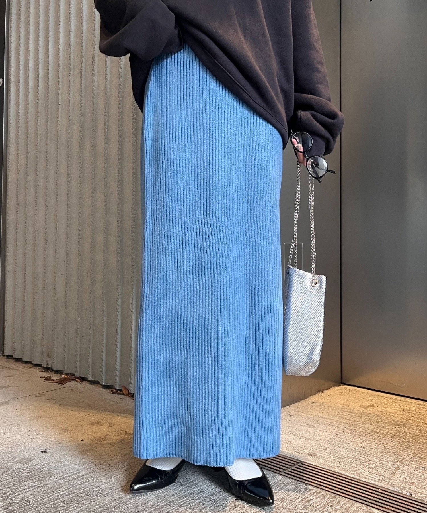 【チャオパニックティピー/CIAOPANIC TYPY】の《ー3キロ見え》リブニットスカート インテリア・キッズ・メンズ・レディースファッション・服の通販 founy(ファニー) 　ファッション　Fashion　レディースファッション　Fashion for Women　スカート　Skirts　ショート　Short, Short Length　シンプル　Simple, Minimal　スウェット / スエット　Sweatshirt, Sweatwear　ストレッチ　Stretch, Stretchy Fabric　スニーカー　Sneakers, Trainers　スリット　Slit, Slit Detail　楽ちん　Easy Fit, Comfortable　A/W・秋冬　Autumn/Winter　おすすめ　Recommended / Our Picks　サックスブルー|ID: prp329100004475623 ipo3291000000034632321