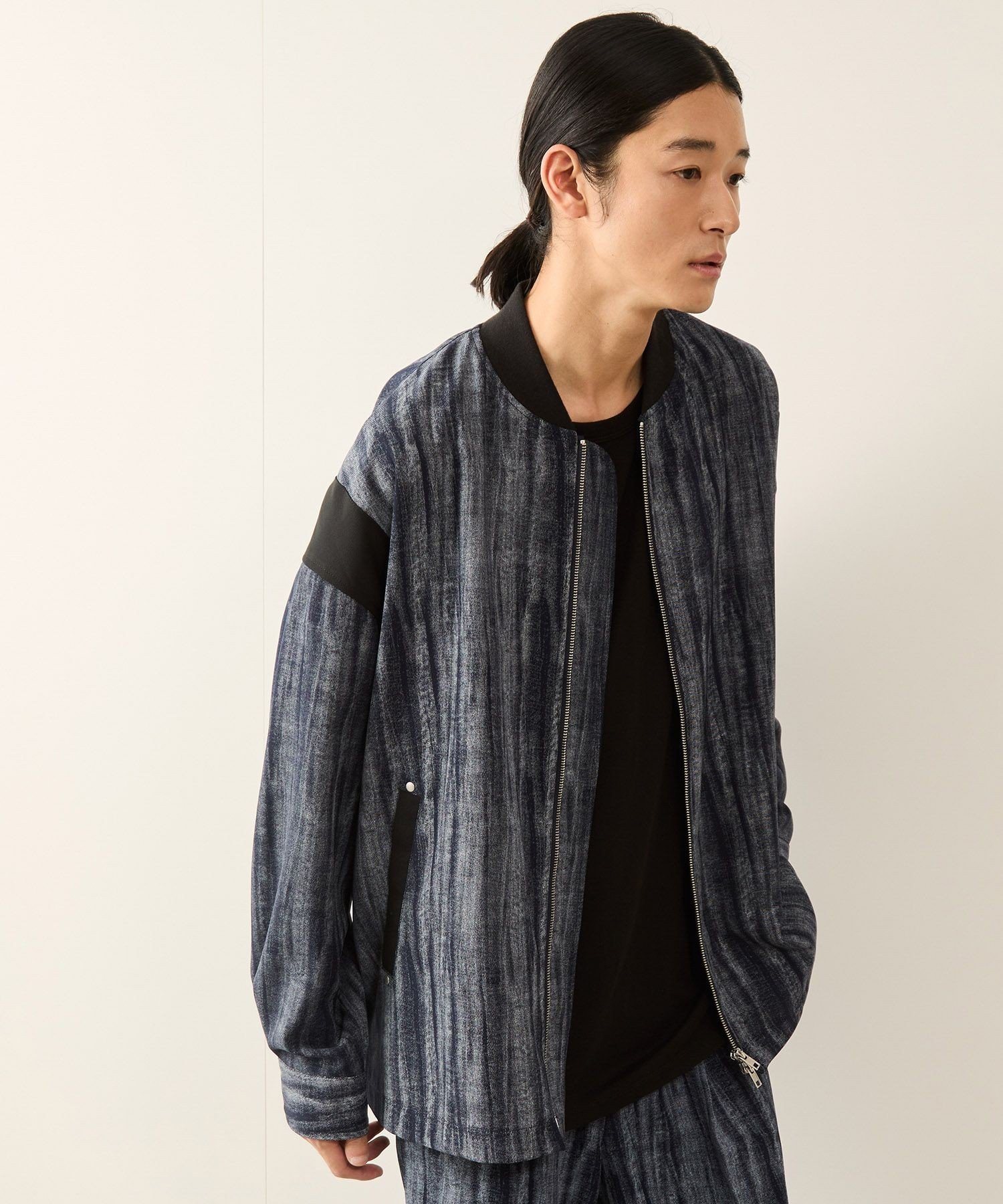 【ジュンレッド/JUNRed / MEN】の【セットアップ対応】ラビングストライプリブカラーブルゾン インテリア・キッズ・メンズ・レディースファッション・服の通販 founy(ファニー) 　ファッション　Fashion　メンズファッション　MEN　セットアップ　Setup/Men　カフス　Cuffs　ストライプ　Stripe　ストレート　Straight　セットアップ　Set Up　ドレープ　Drape　ポケット　Pocket　モノトーン　Monotone　ルーズ　Loose　ブルー系(45)|ID: prp329100004475638 ipo3291000000031949288
