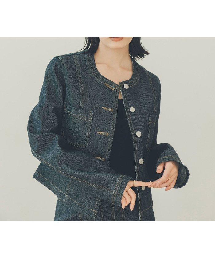 【アニュアンス/anuans】のノーカラーデニムジャケット インテリア・キッズ・メンズ・レディースファッション・服の通販 founy(ファニー) https://founy.com/ ファッション Fashion レディースファッション WOMEN アウター Coat Outerwear ジャケット Jackets デニムジャケット Denim Jackets カーディガン Cardigan コンパクト Compact ジャケット Jacket デニム Denim バランス Balance ユーズド Used ワイド Wide ワーク Work |ID: prp329100004475713 ipo3291000000031991223