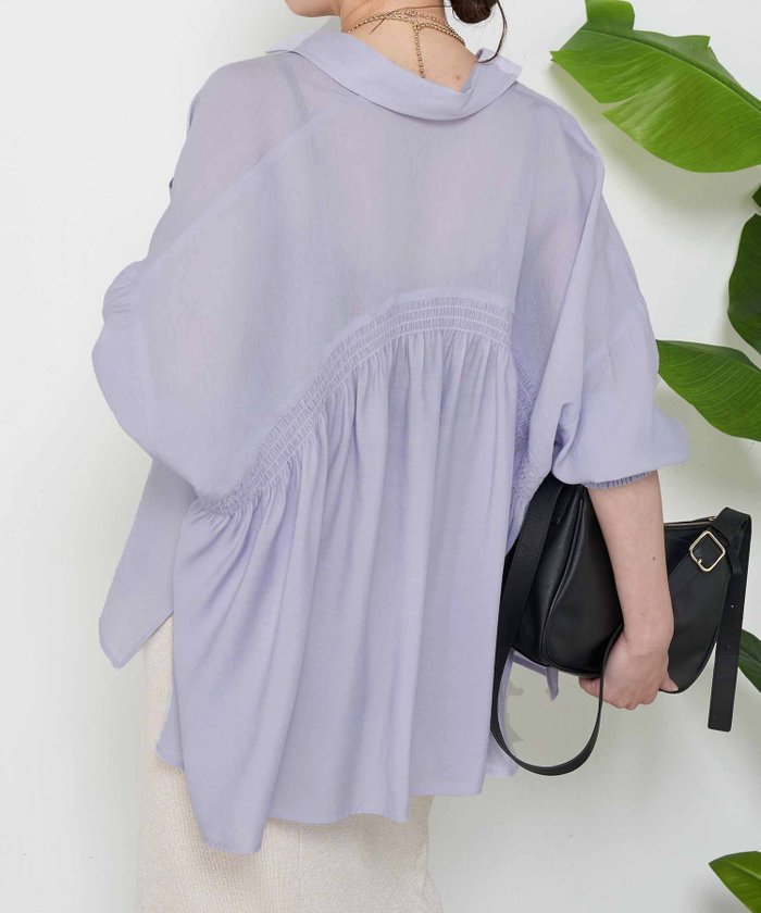【その他のブランド/Other】の【ドライタッチシャツ】バックカーブシャーリングシャツ インテリア・キッズ・メンズ・レディースファッション・服の通販 founy(ファニー) https://founy.com/ ファッション Fashion レディースファッション WOMEN トップス・カットソー Tops/Tshirt シャツ/ブラウス Shirts/Blouses バッグ Bag おすすめ Recommend キャミソール Camisole シャーリング Shirring タンク Tank エレガント 上品 Elegant 夏 Summer 羽織 Haori 軽量 Lightweight |ID: prp329100004475790 ipo3291000000031739985