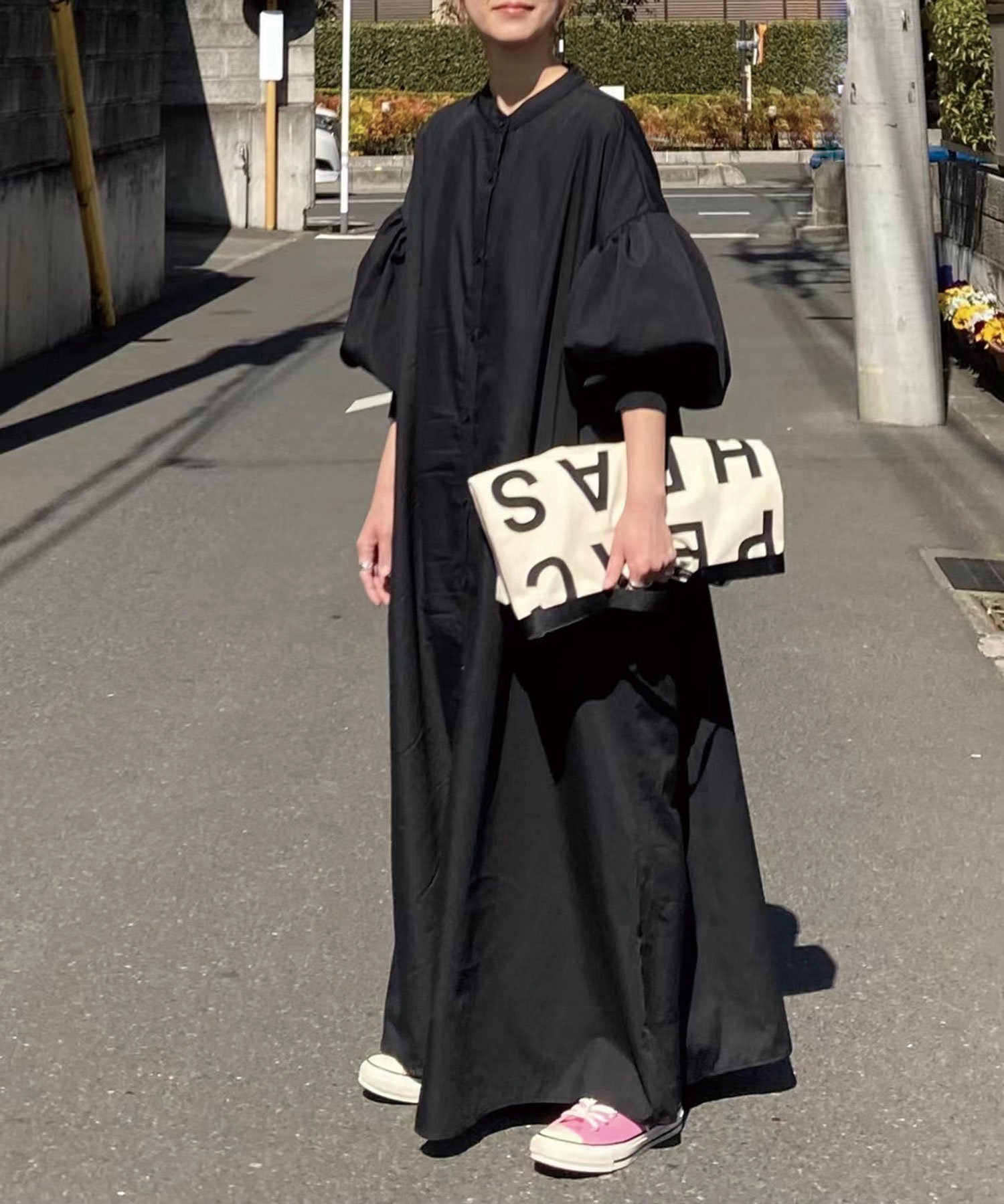 【コーナーズ/CORNERS】のCORNERS by KR ボリュームスリーブストライプシャツワンピース インテリア・キッズ・メンズ・レディースファッション・服の通販 founy(ファニー) 　ファッション　Fashion　レディースファッション　WOMEN　ワンピース　Dress　シャツワンピース　Shirt Dresses　シャツワンピ　Shirt Dress　エレガント 上品　Elegant　ダークブラック|ID: prp329100004475844 ipo3291000000032317234